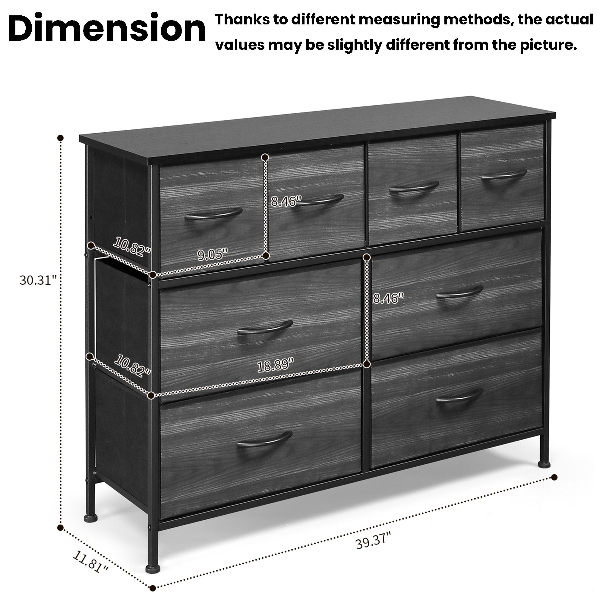 Furnipuzzle Multi - drawer tall wardrobe, large fabric drawer cabinet. It's perfect for home storage and organization in guest rooms, closets, entryways, living rooms, and bedrooms. It comes with a sturdy metal frame and a wooden countertop.