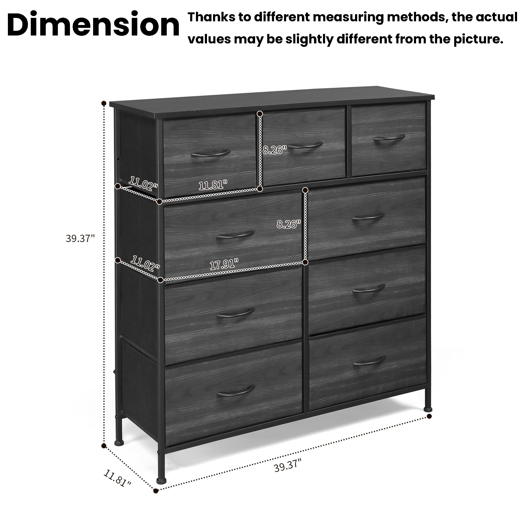 Furnipuzzle Multi - drawer tall wardrobe, large fabric drawer cabinet. It's perfect for home storage and organization in guest rooms, closets, entryways, living rooms, and bedrooms. It comes with a sturdy metal frame and a wooden countertop.