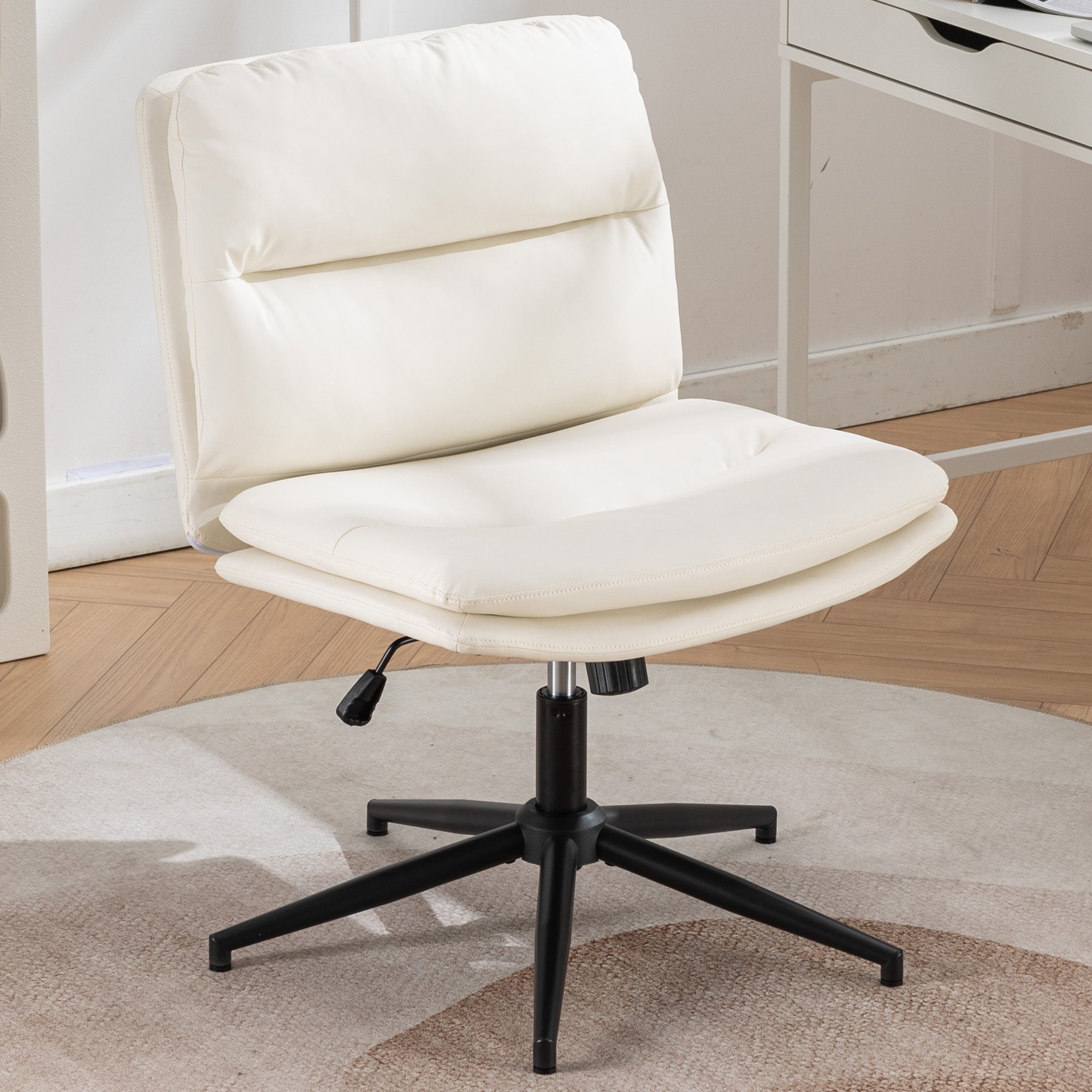 Furnipuzzle Adjustable Swivel Criss - Cross Chair with a Wide Seat! Perfect for Office or Vanity Use