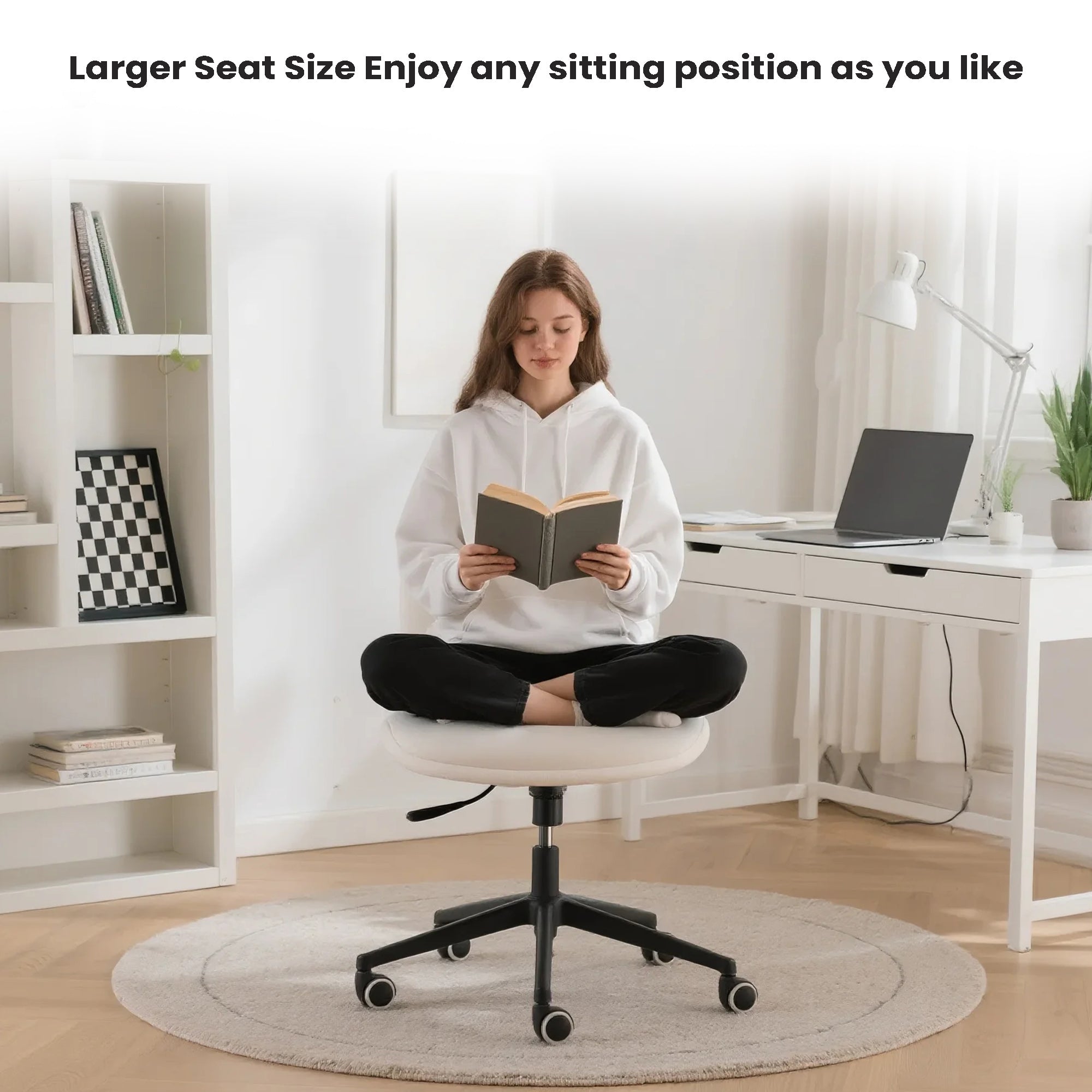 Furnipuzzle Adjustable Swivel Criss - Cross Chair with a Wide Seat! Perfect for Office or Vanity Use