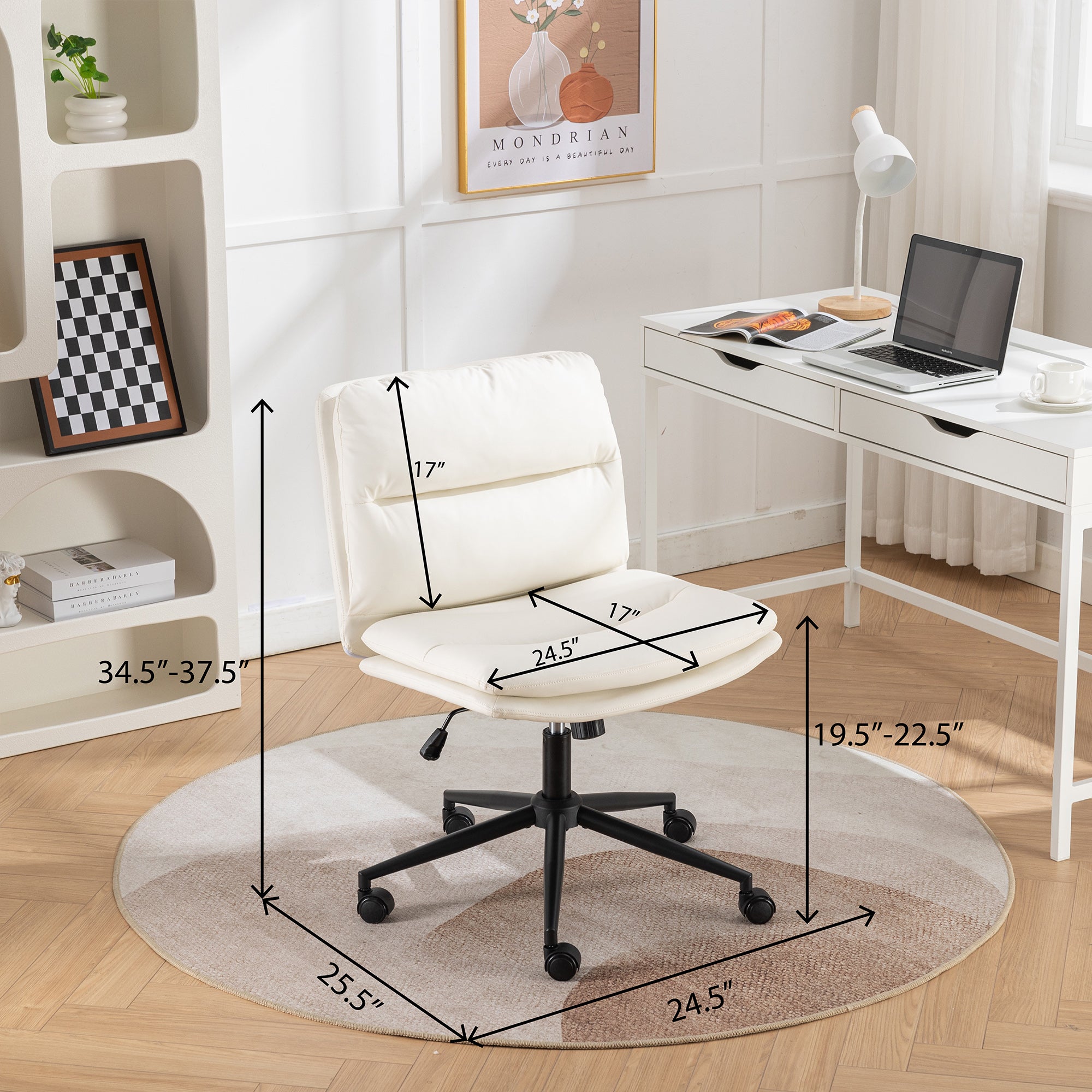 Furnipuzzle Adjustable Swivel Criss - Cross Chair with a Wide Seat! Perfect for Office or Vanity Use