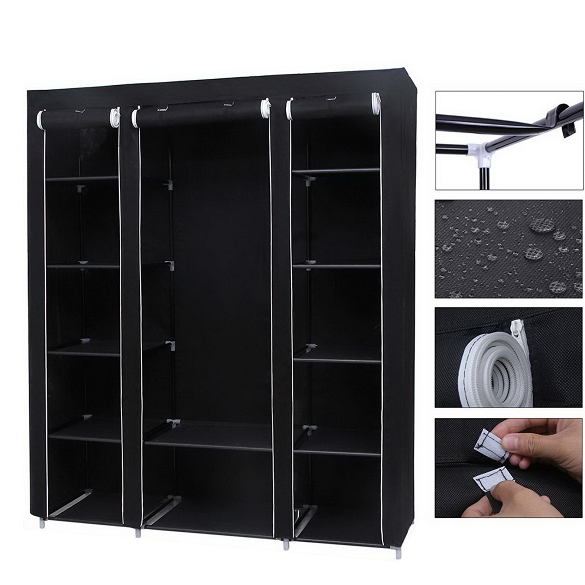 Furnipuzzle Portable wardrobe storage organizer. It has a metal hanging rack combined with non - woven fabric, perfect for the bedroom
