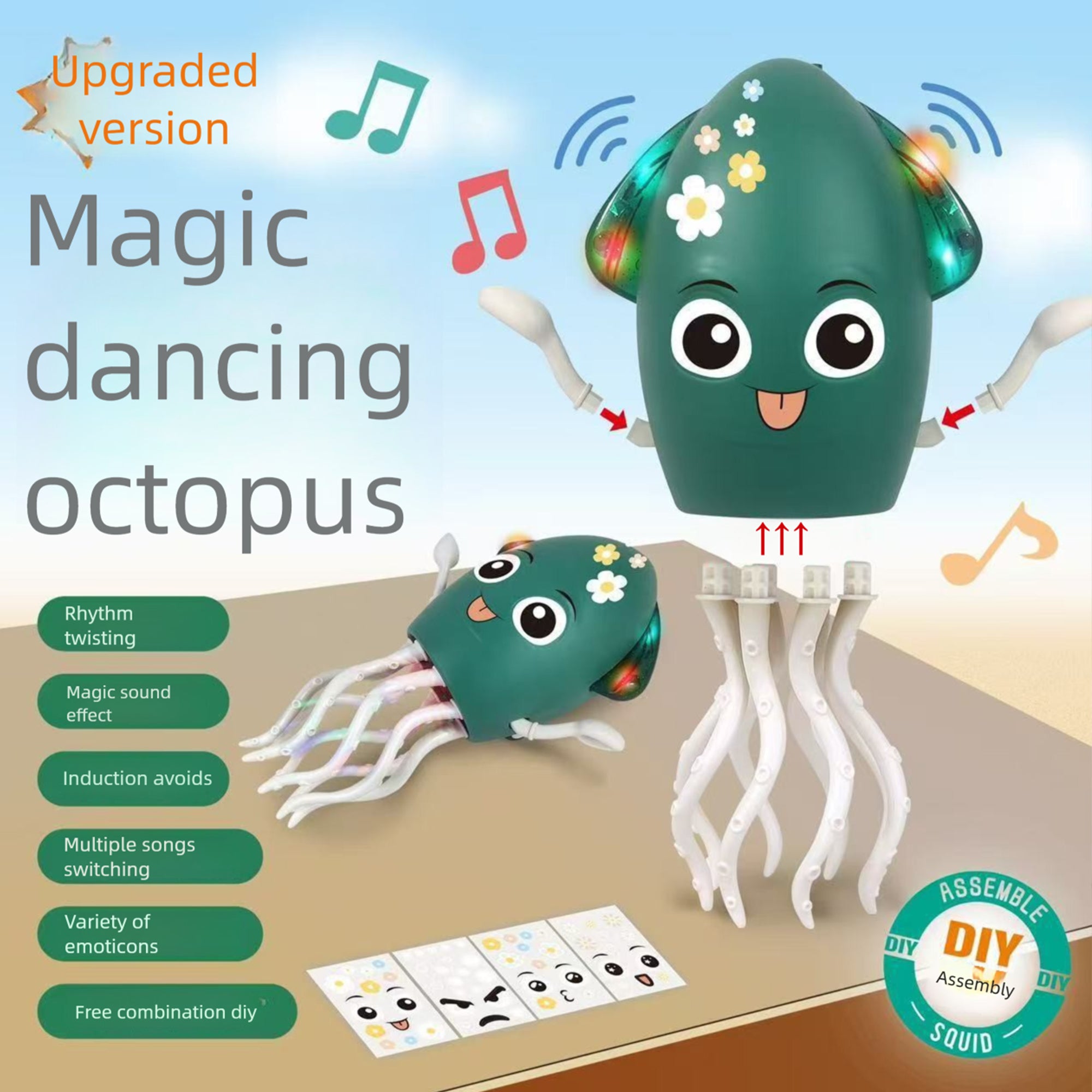 Furnipuzzle Dancing octopus toys and crawling octopus toys with lights and music. There are multiple functional styles to choose from, making them great gift options