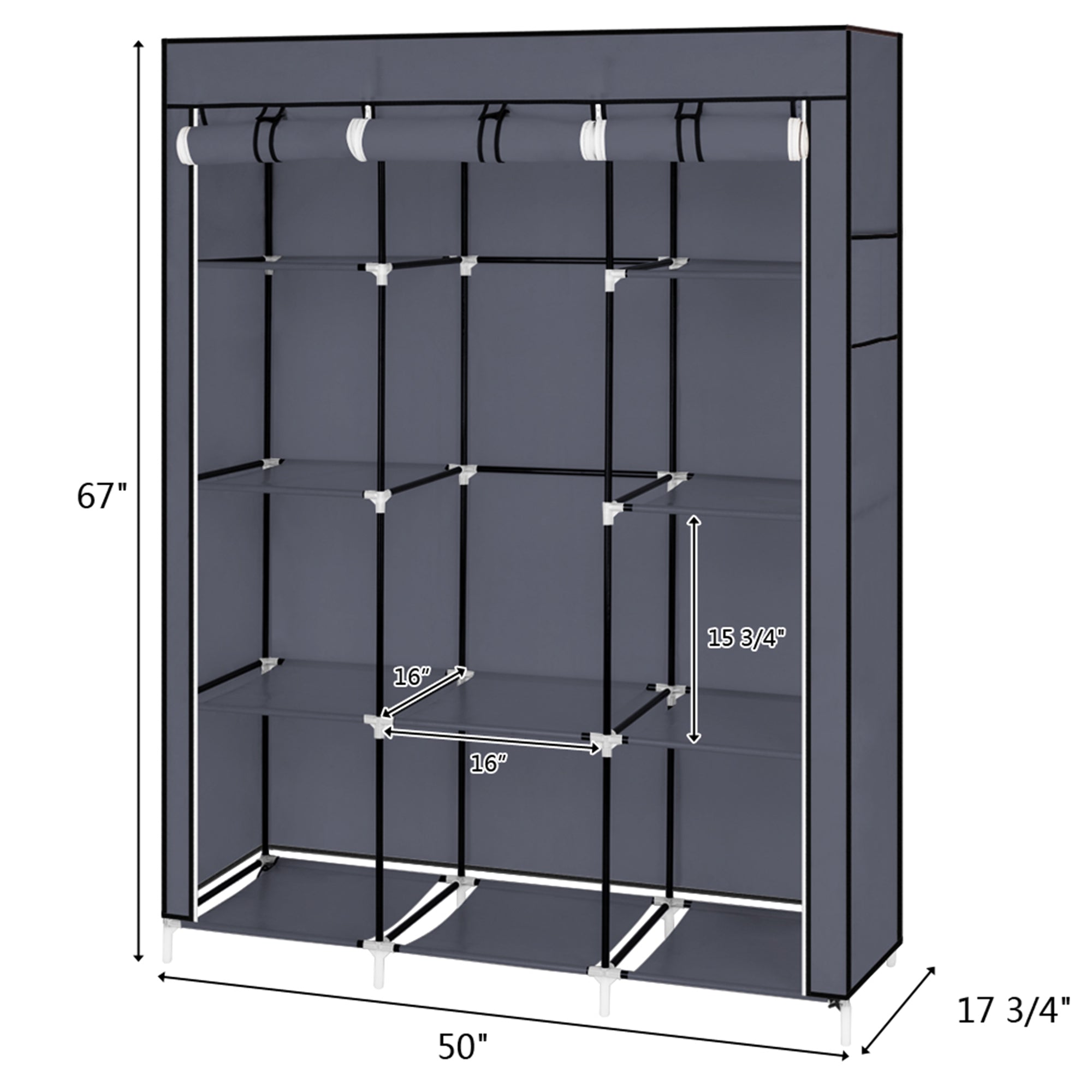 Furnipuzzle Portable wardrobe storage organizer. It has a metal hanging rack combined with non - woven fabric, perfect for the bedroom