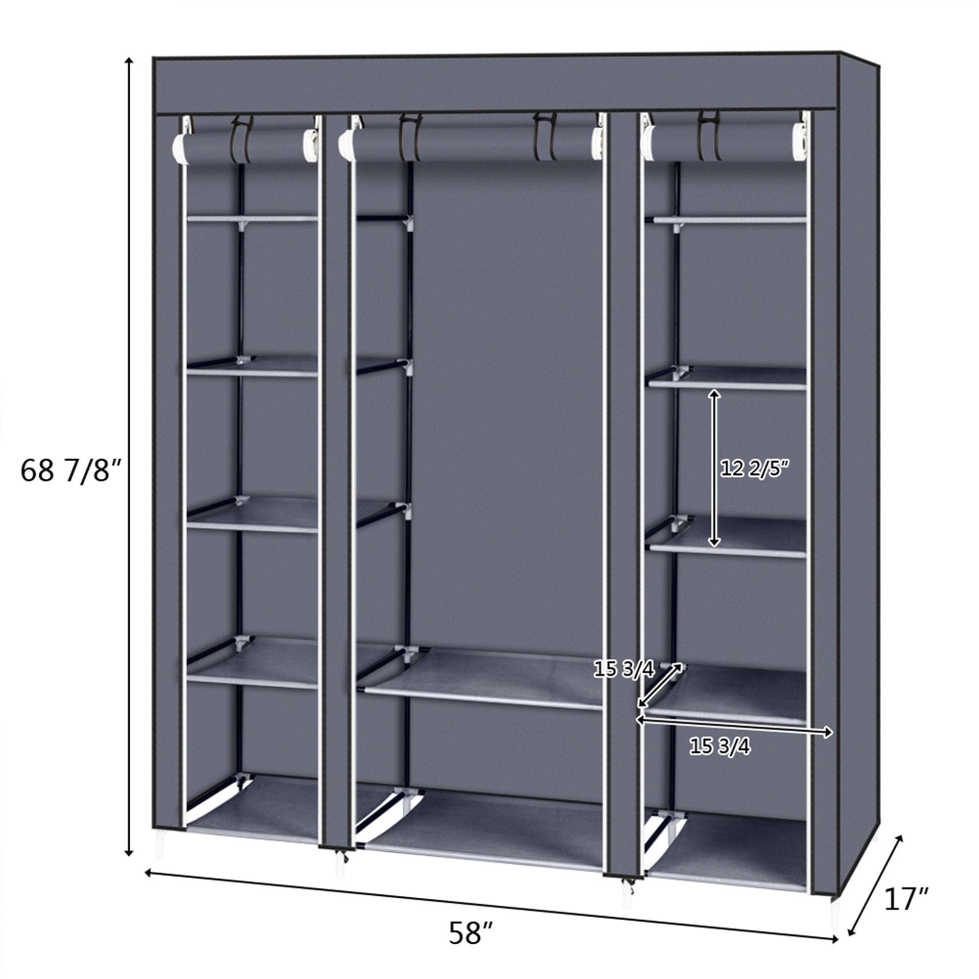 Furnipuzzle Portable wardrobe storage organizer. It has a metal hanging rack combined with non - woven fabric, perfect for the bedroom