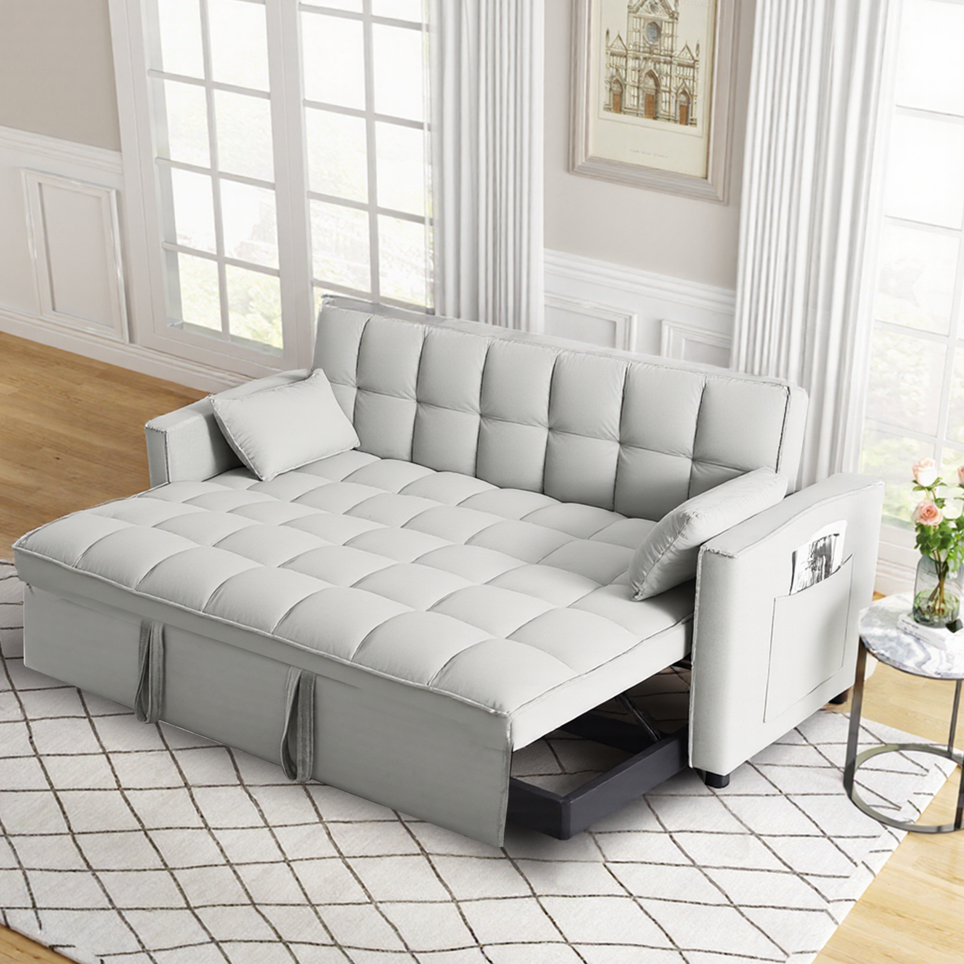 Furnipuzzle Modern 3-in-1 Convertible Sleeper Sofa Bed Lounge Sofa