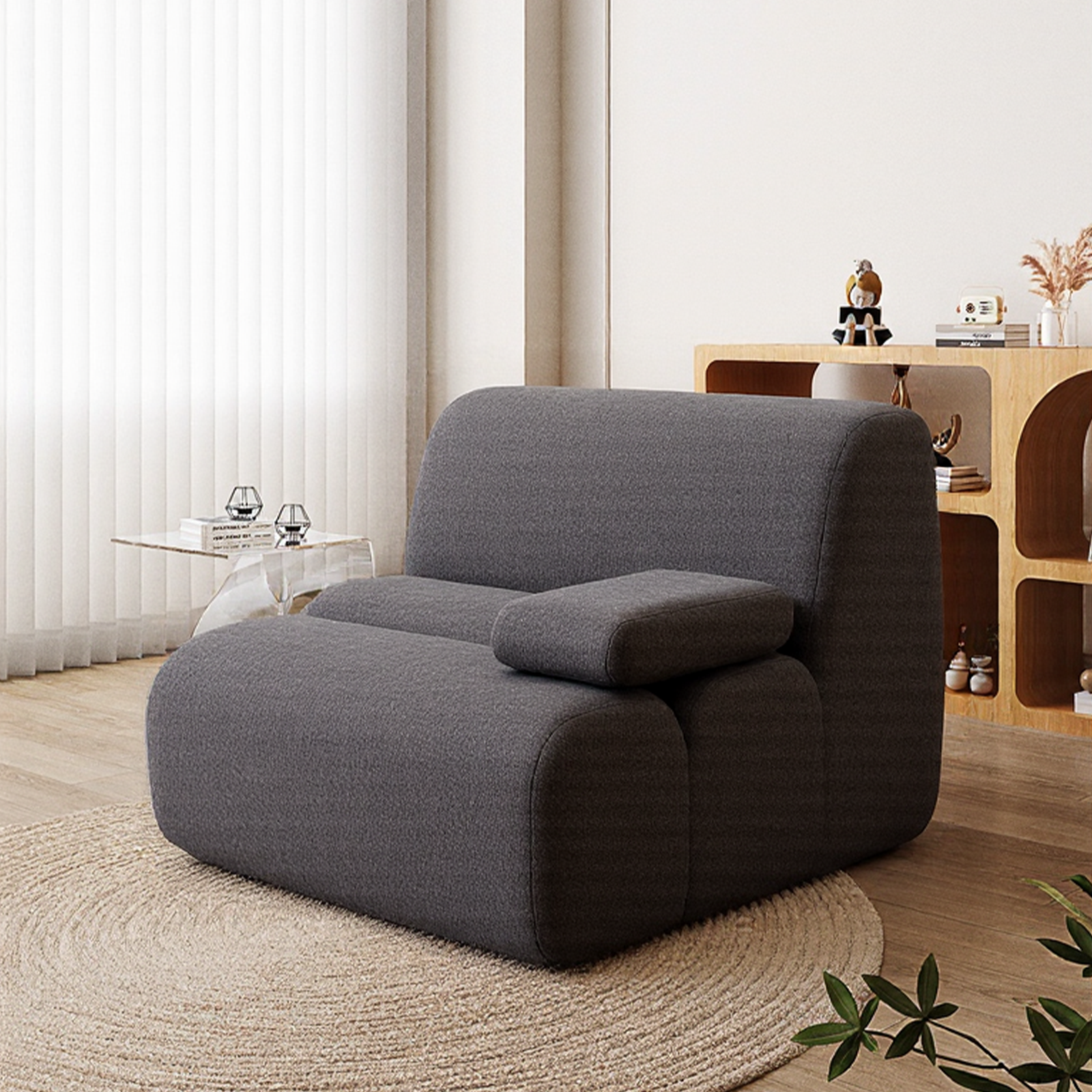 Furnipuzzle Bamboo Sofa Super Soft Lazy Sofa Chair Bean Bag Sofa
