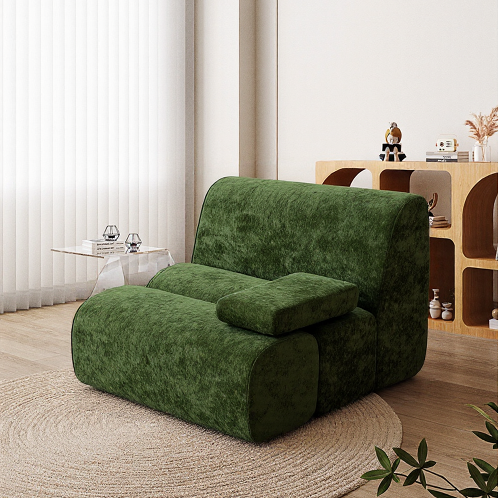 Furnipuzzle Bamboo Sofa Super Soft Lazy Sofa Chair Bean Bag Sofa