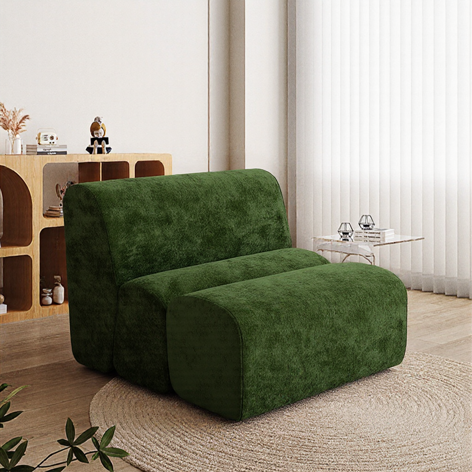 Furnipuzzle Bamboo Sofa Super Soft Lazy Sofa Chair Bean Bag Sofa