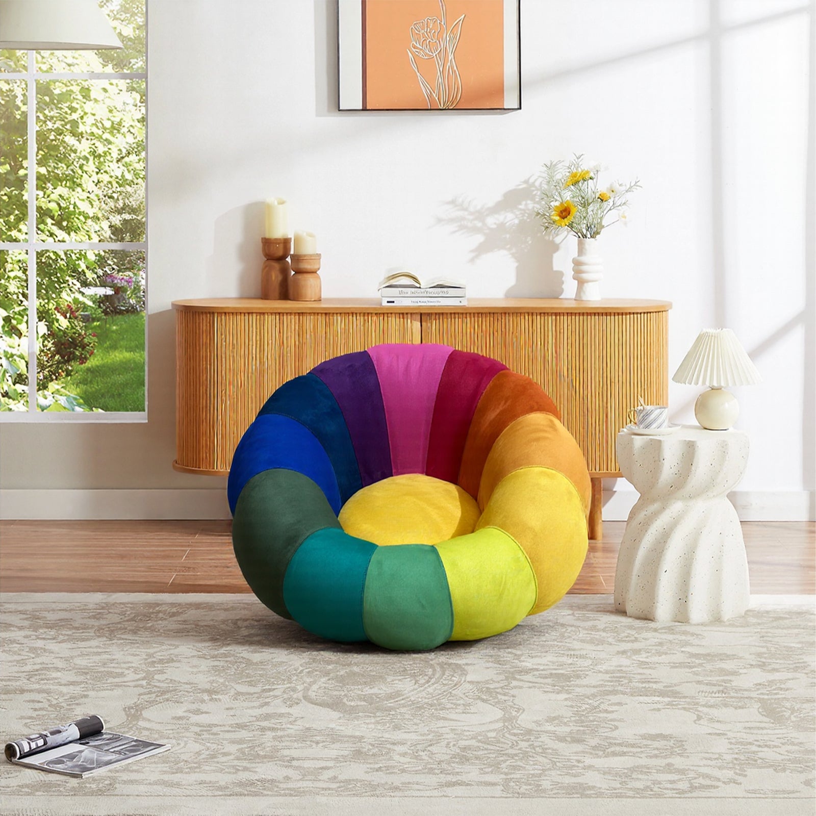 Furnipuzzle Pumpkin Bean Bag Sofa Chair Resting Foot Stool