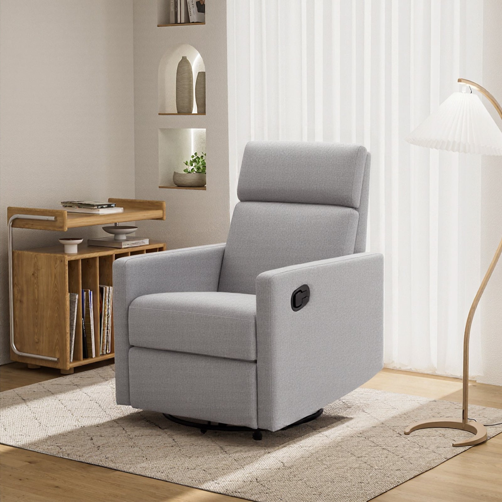 Furnipuzzle Modern Upholstered Rocker Swivel Rocking Recliner Chair Nursery Rocking Chair