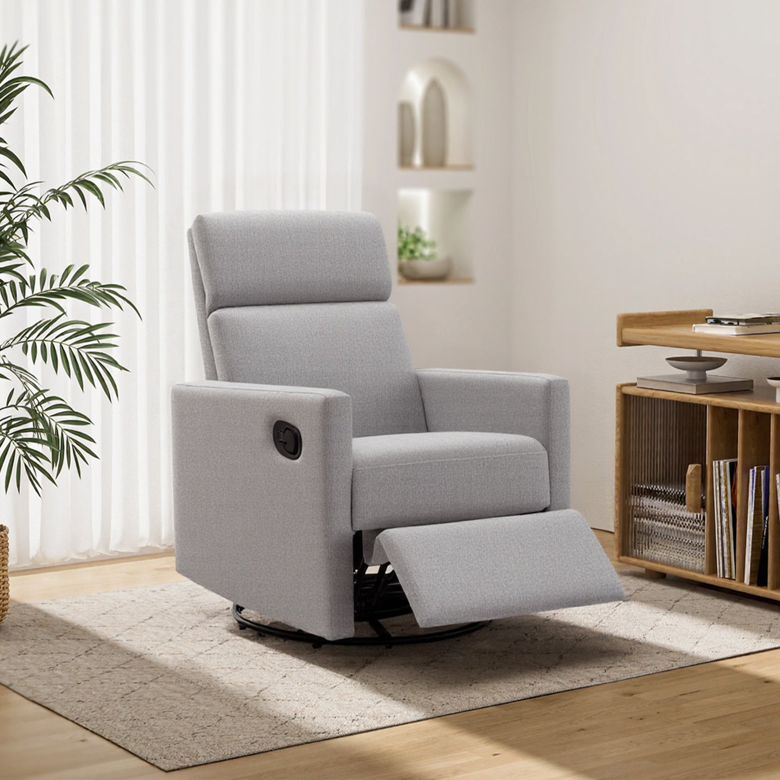 Furnipuzzle Modern Upholstered Rocker Swivel Rocking Recliner Chair Nursery Rocking Chair