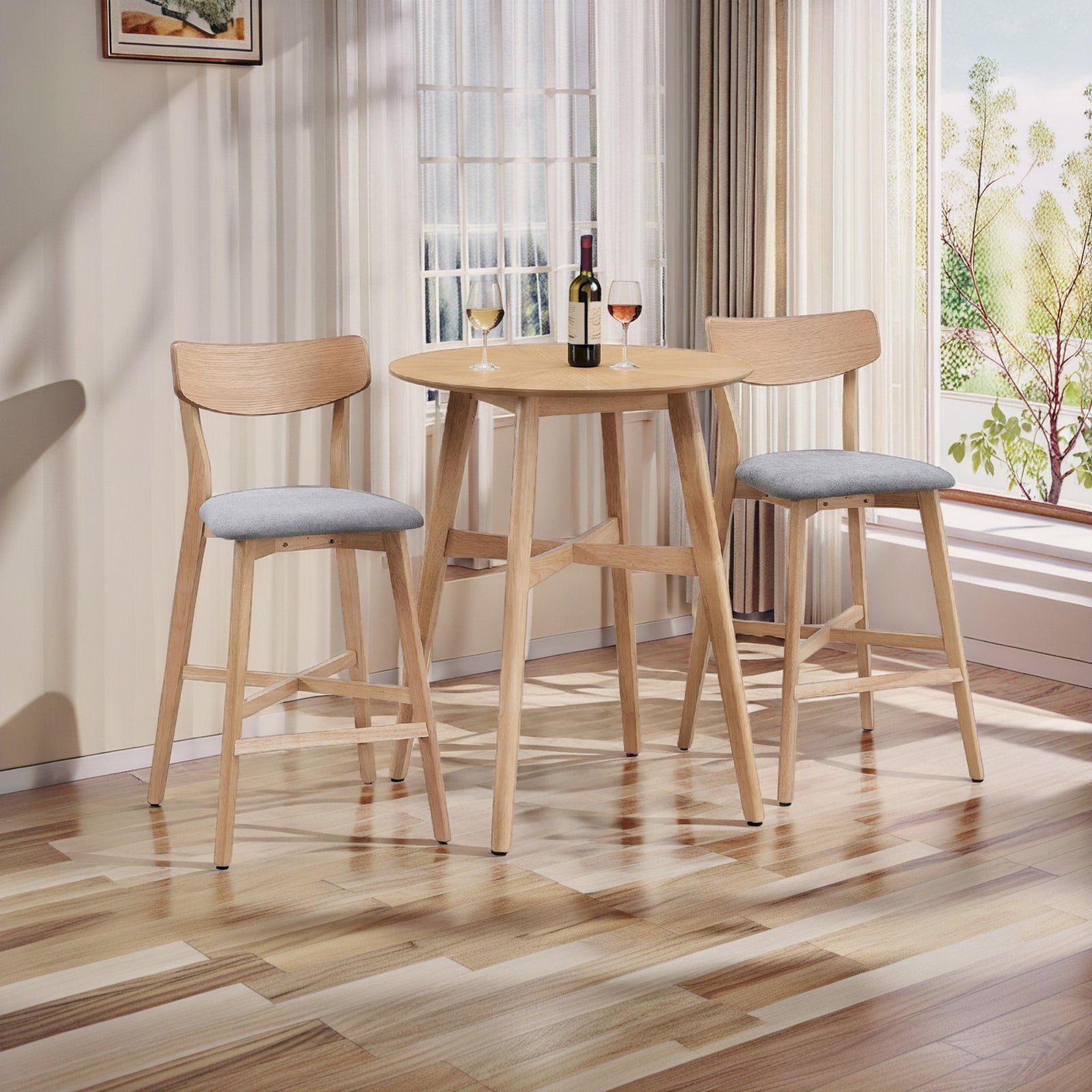 Furnipuzzle Counter Height Bar Chairs Upholstered Counter Stool With Backrest