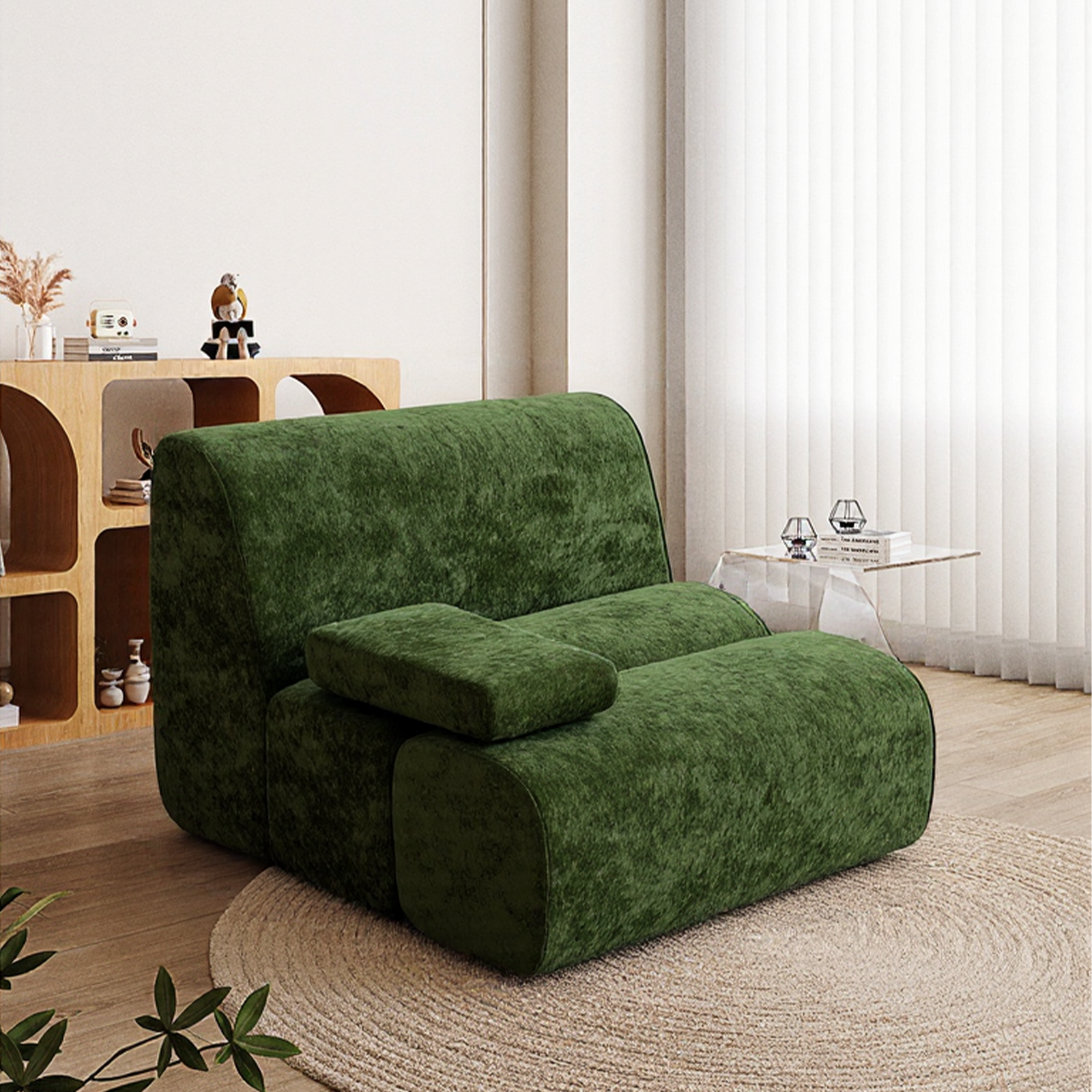 Furnipuzzle Bamboo Sofa Super Soft Lazy Sofa Chair Bean Bag Sofa