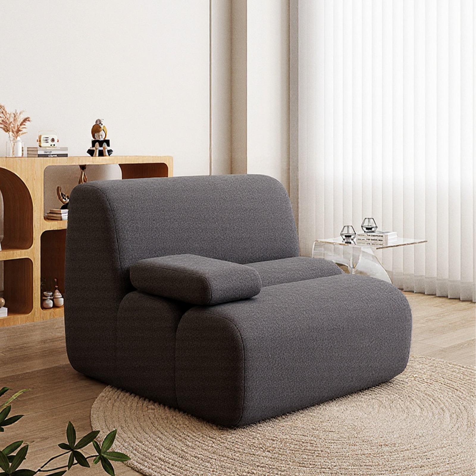 Furnipuzzle Bamboo Sofa Super Soft Lazy Sofa Chair Bean Bag Sofa