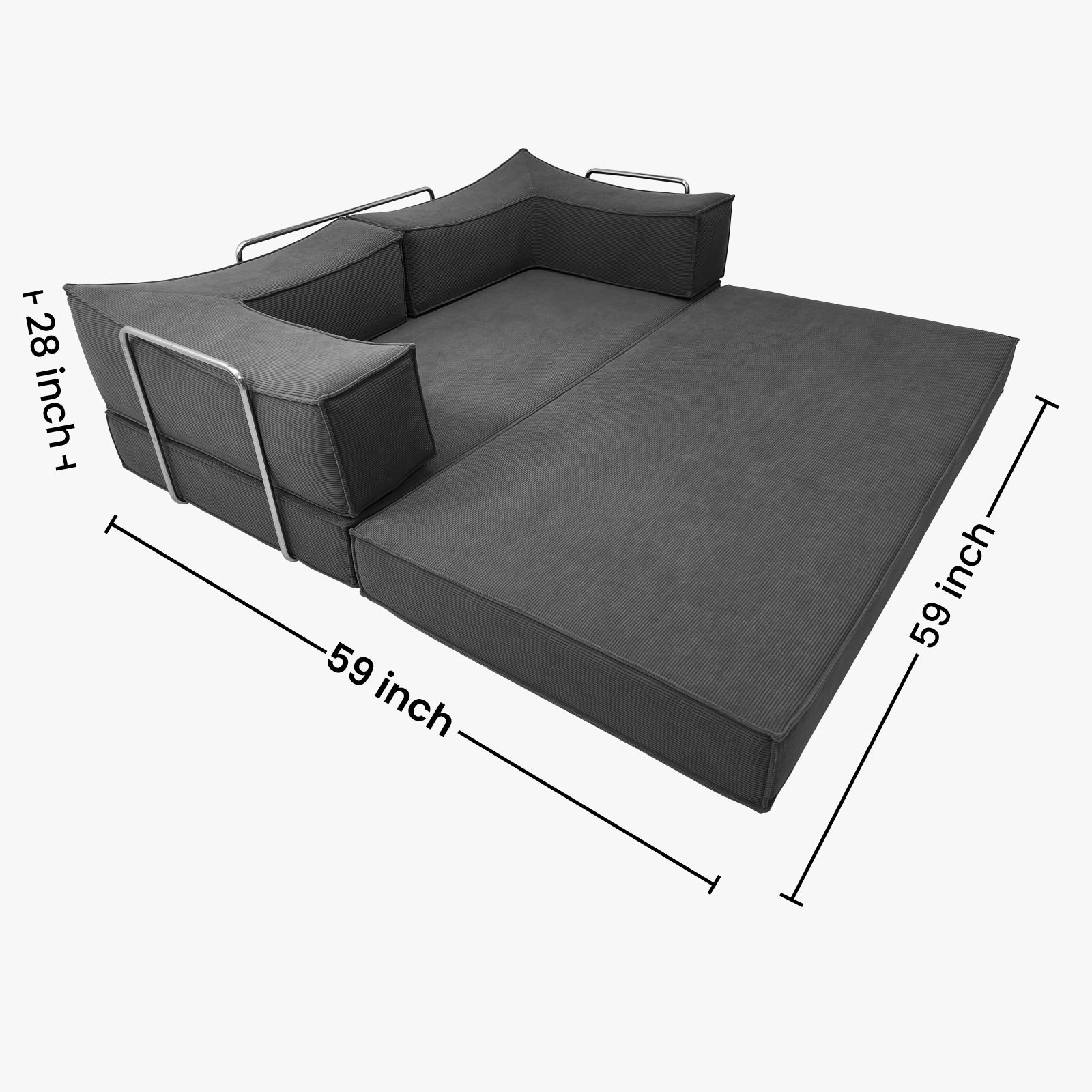 Furnipuzzle Modular Sofa Convertible Sleeper Sofa Bed With 2 Pillows