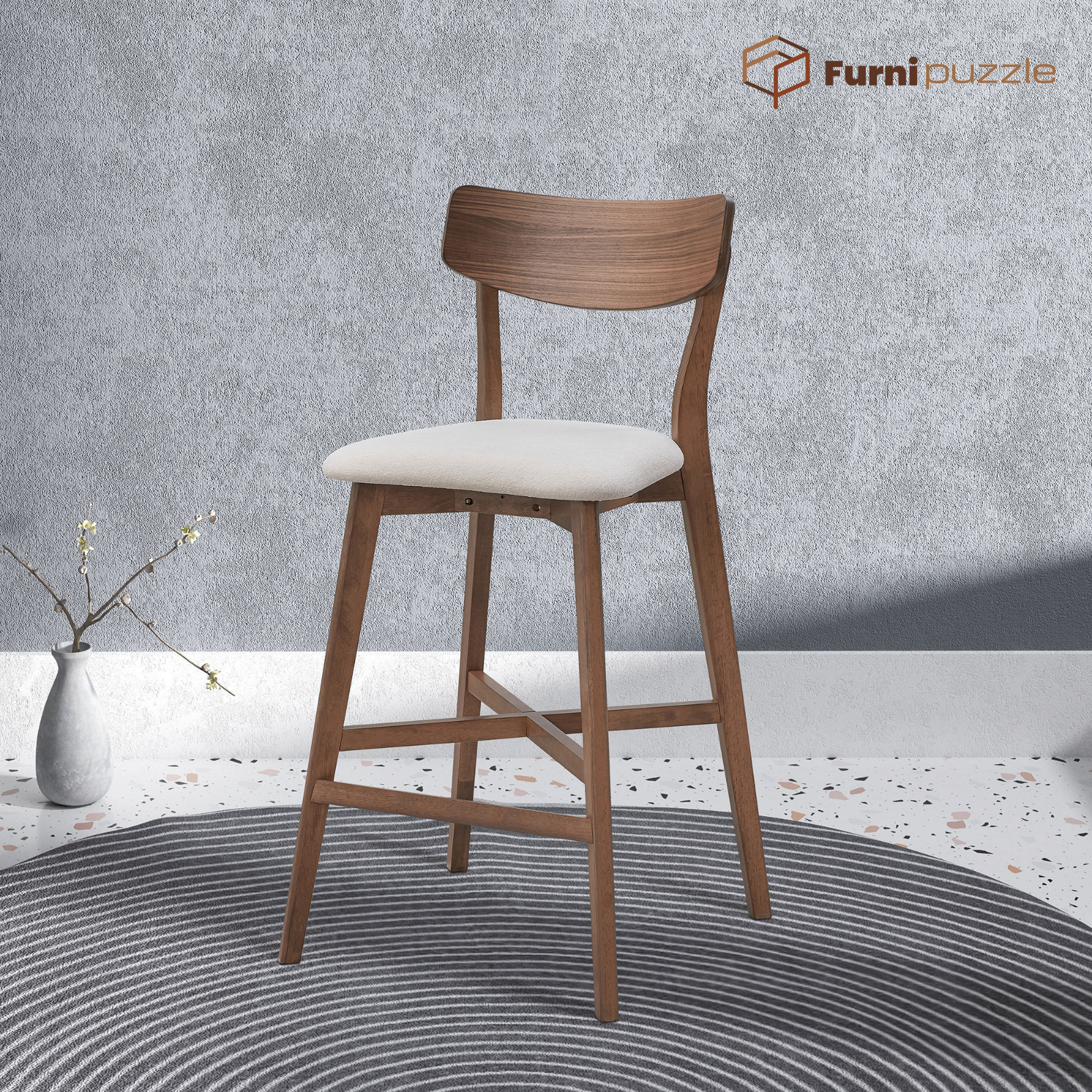 Furnipuzzle Counter Height Bar Chairs Upholstered Counter Stool With Backrest