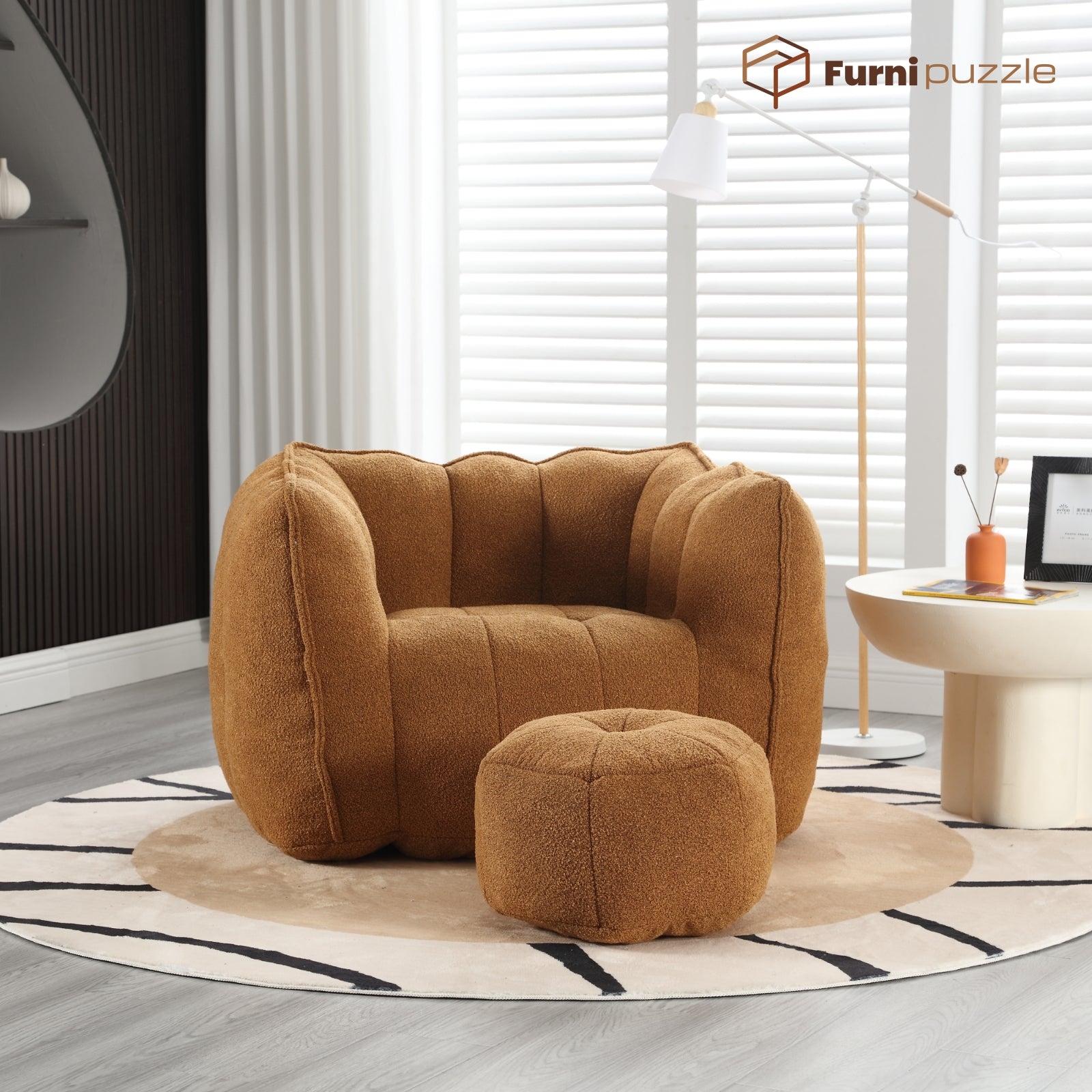 Bean Bag Chair with Ottoman Oversized Lazy Sofa Couch Set