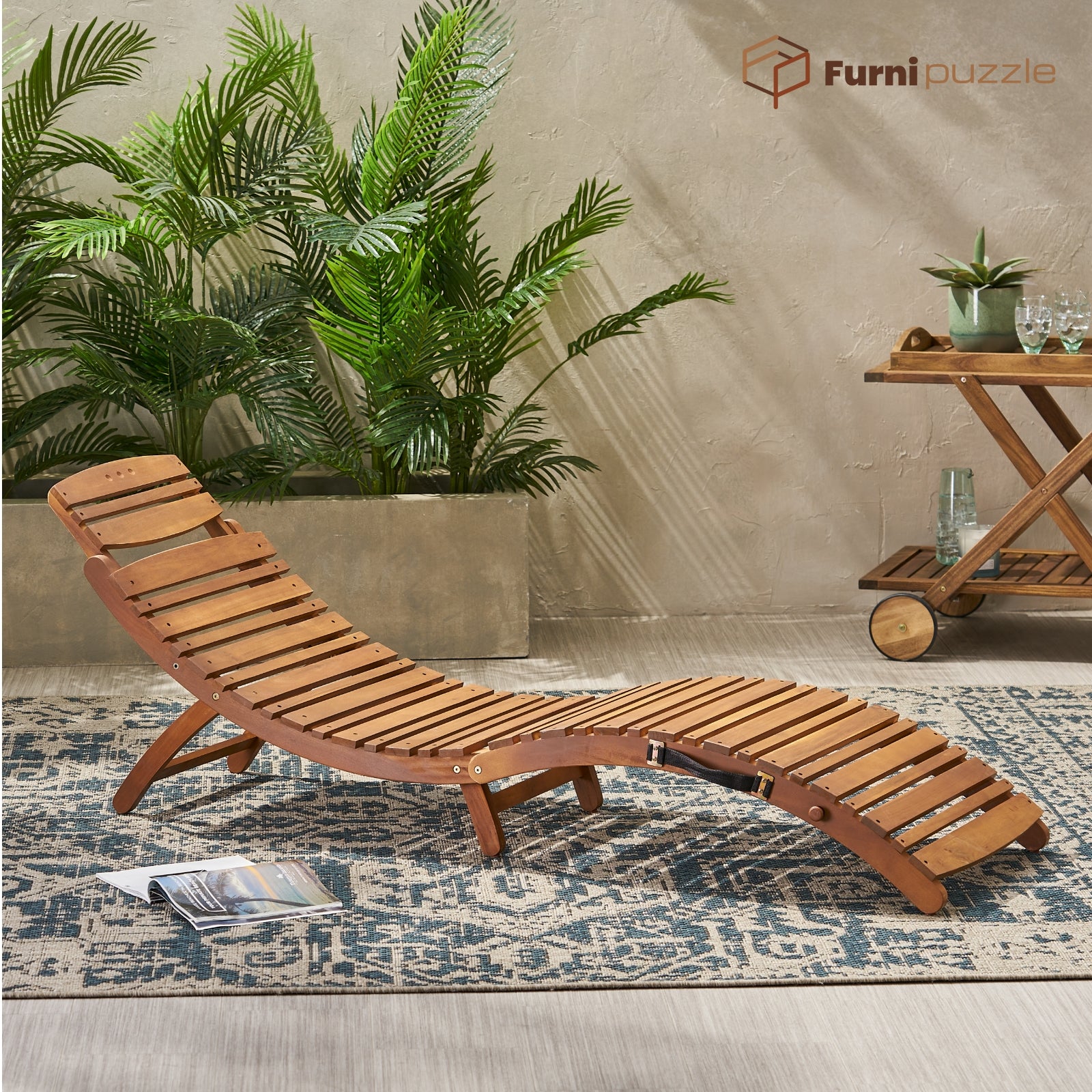 Furnipuzzle Wood Outdoor Chaise Lounge Pool Lounge Chairs