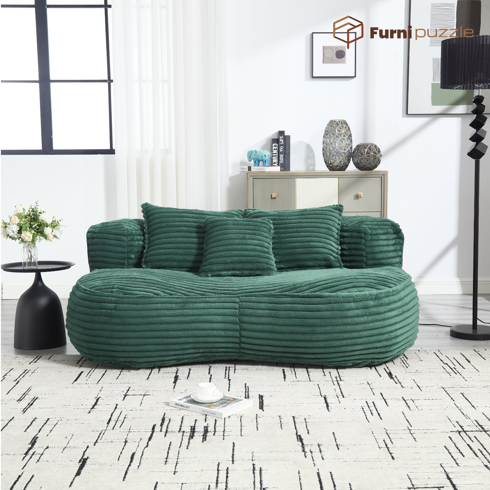 Modern Lazy Bean Bag Sofa Lounger Chair with 3 Pillows for Adults & Kids