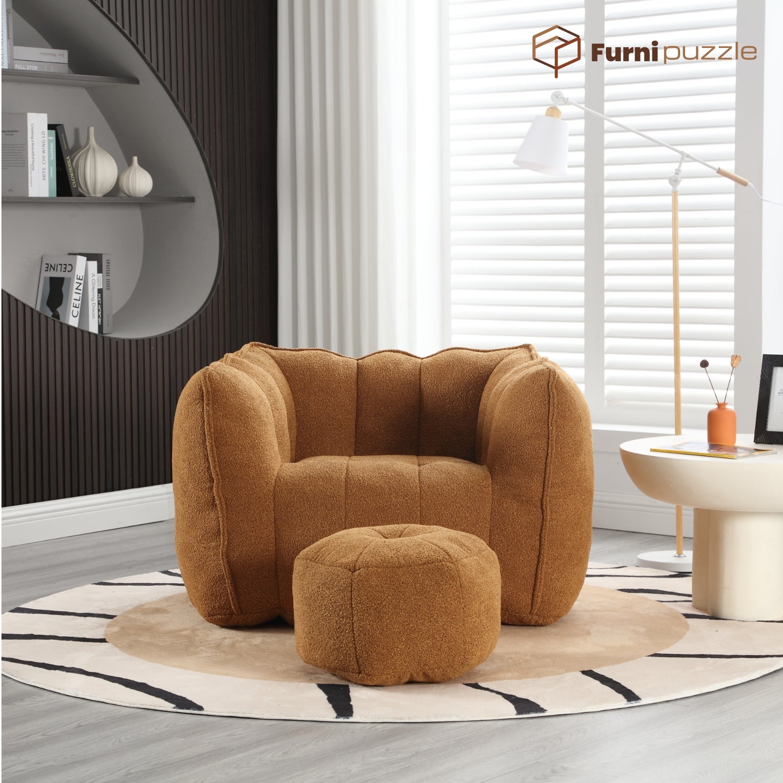 Bean Bag Chair with Ottoman Oversized Lazy Sofa Couch Set