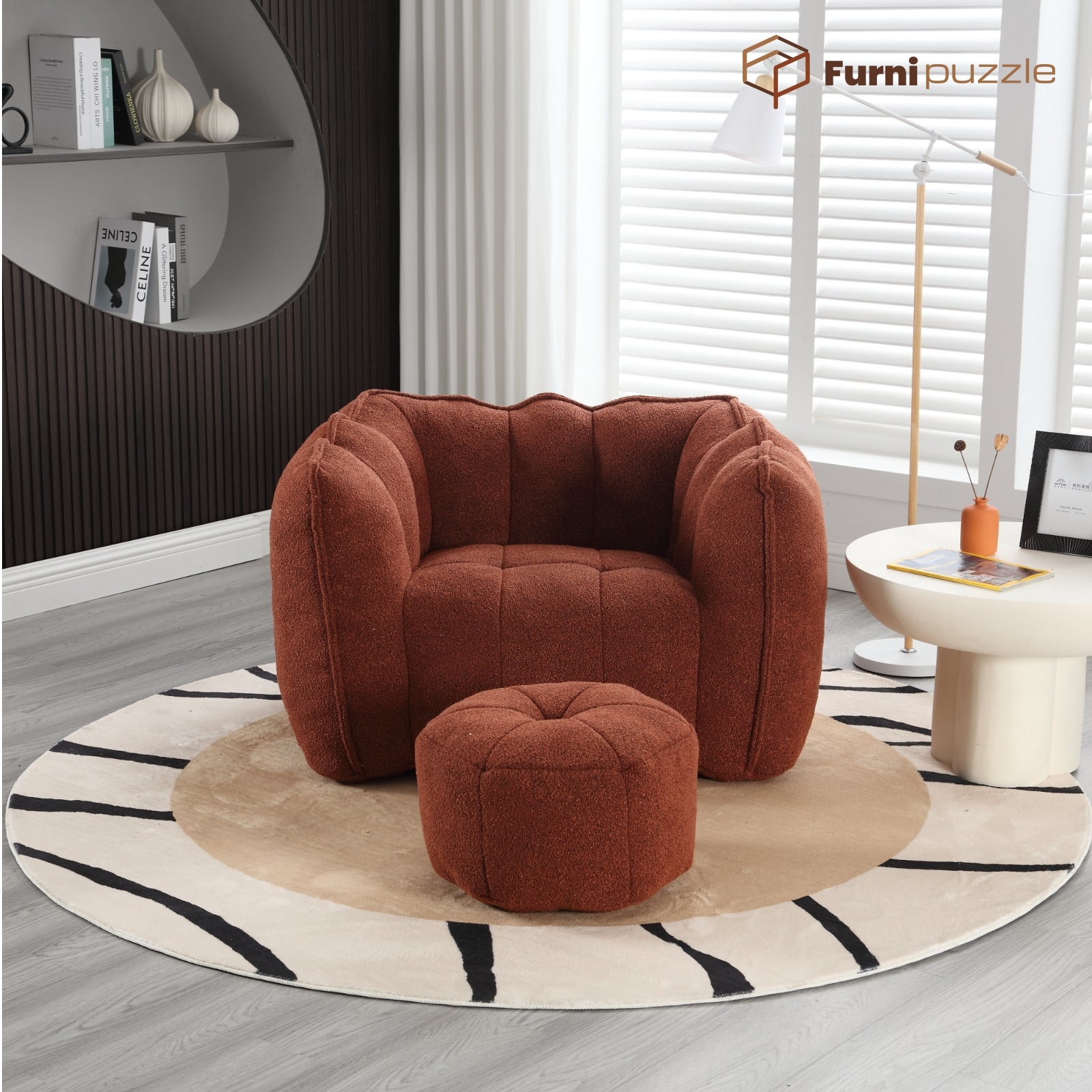 Bean Bag Chair with Ottoman Oversized Lazy Sofa Couch Set