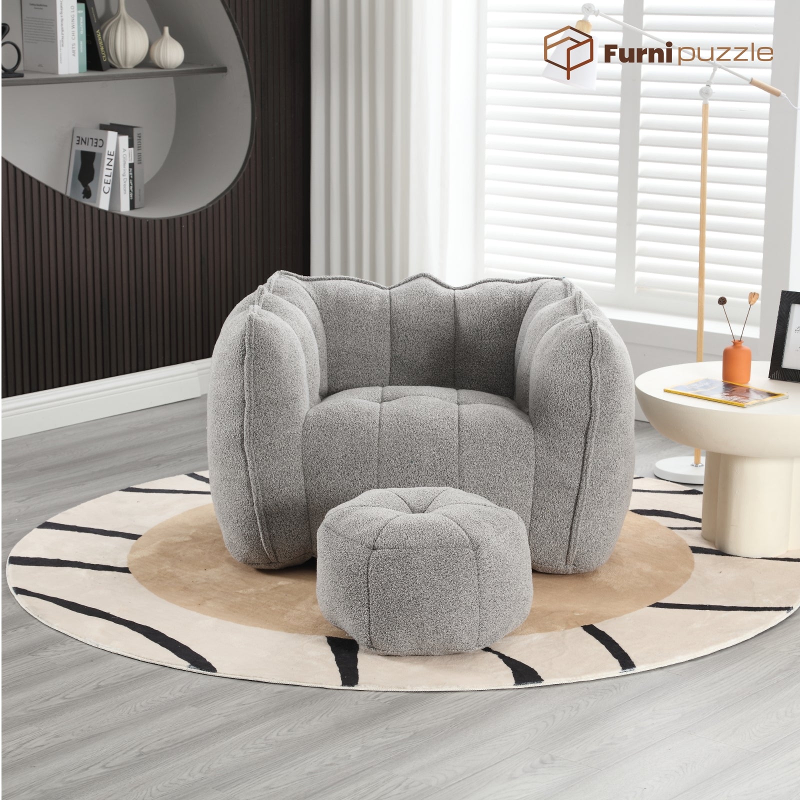 Bean Bag Chair with Ottoman Oversized Lazy Sofa Couch Set
