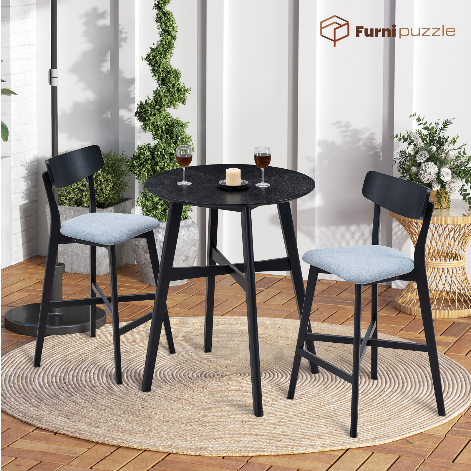 Furnipuzzle Small Bar Table Round Dining Table Casual Restaurant High Table
