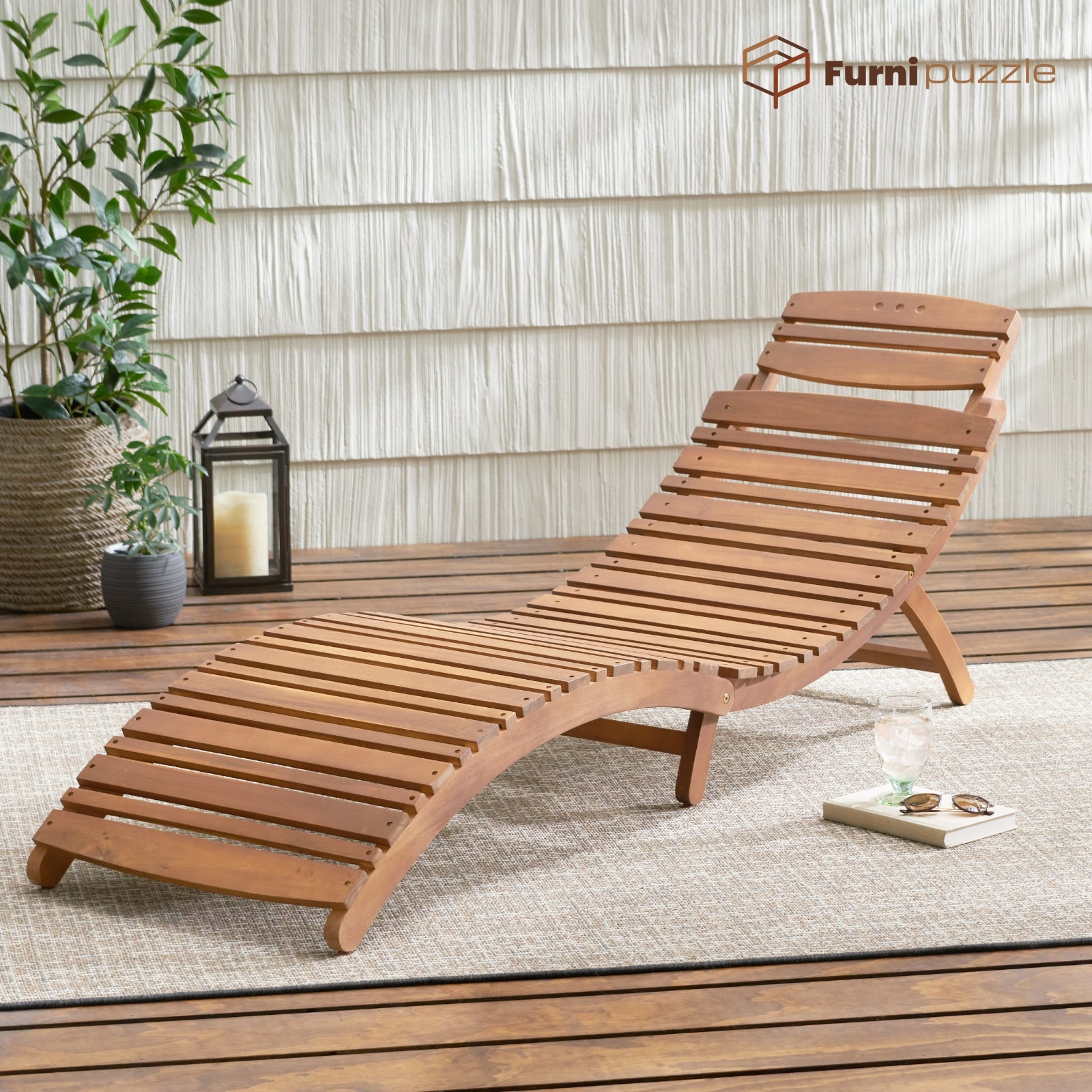 Furnipuzzle Wood Outdoor Chaise Lounge Pool Lounge Chairs