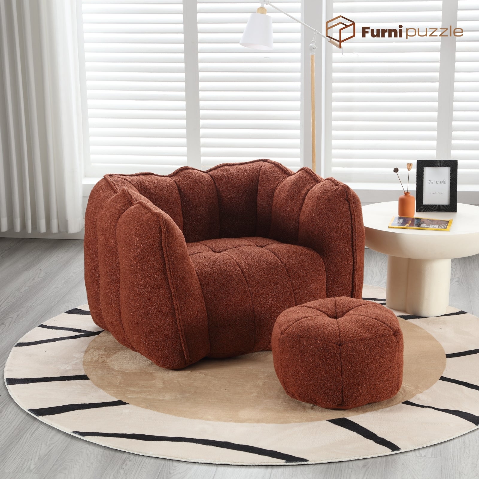 Bean Bag Chair with Ottoman Oversized Lazy Sofa Couch Set