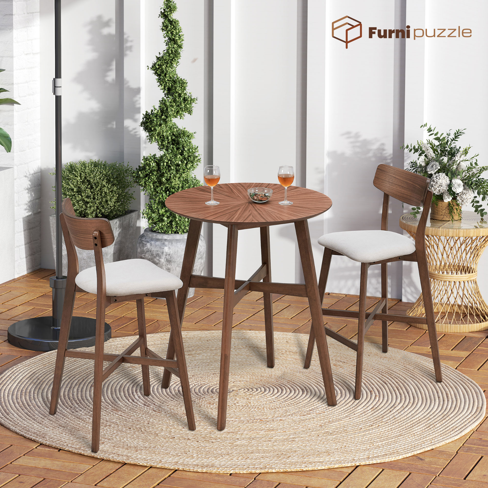 Furnipuzzle Counter Height Bar Chairs Upholstered Counter Stool With Backrest