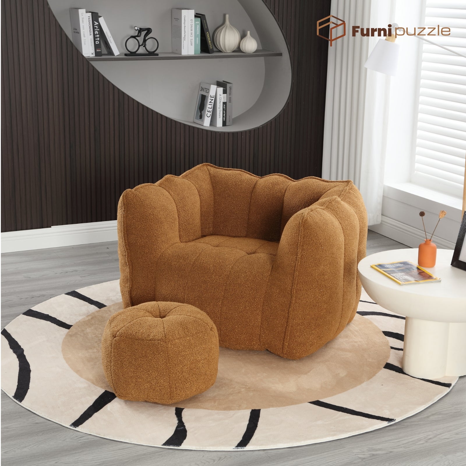 Bean Bag Chair with Ottoman Oversized Lazy Sofa Couch Set