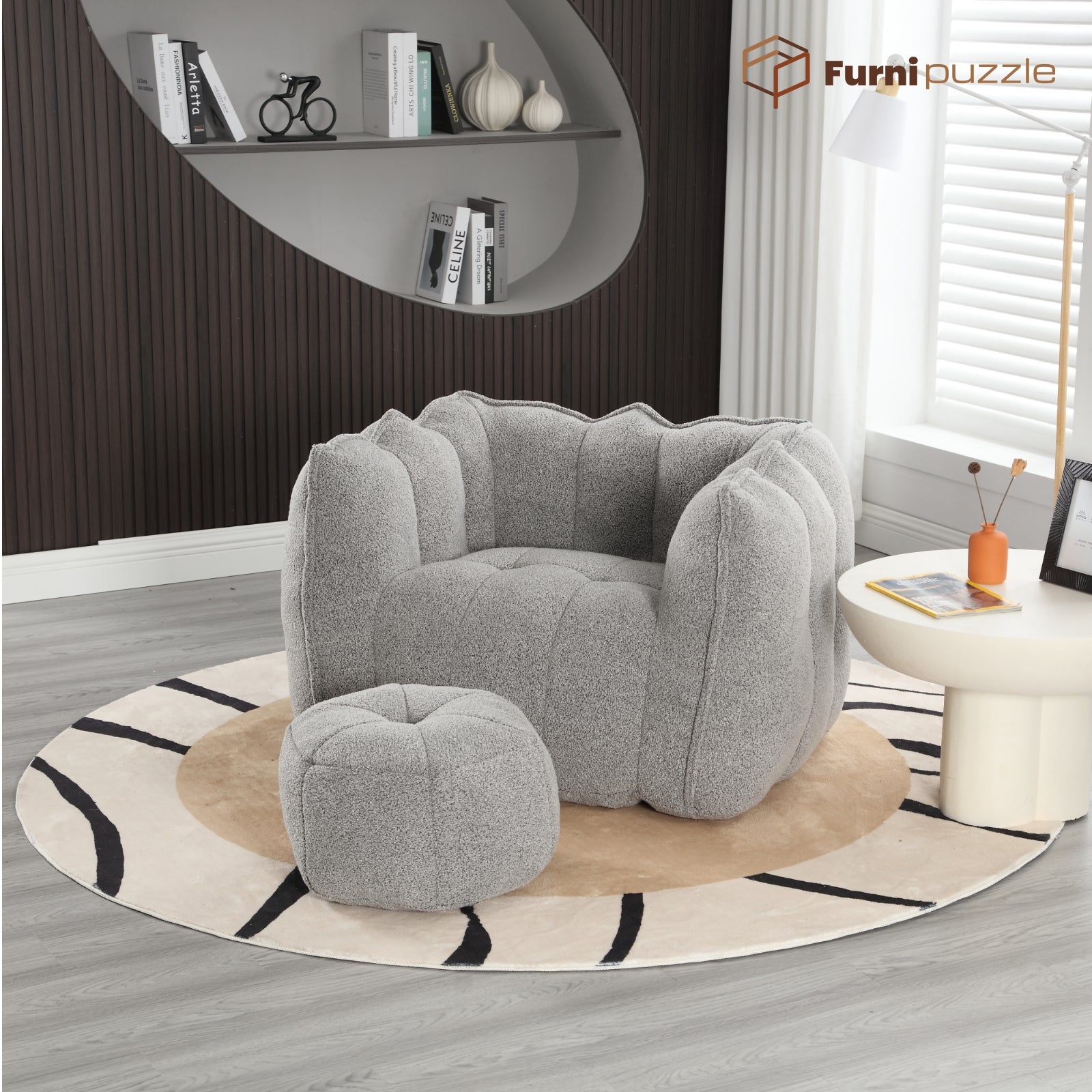Bean Bag Chair with Ottoman Oversized Lazy Sofa Couch Set