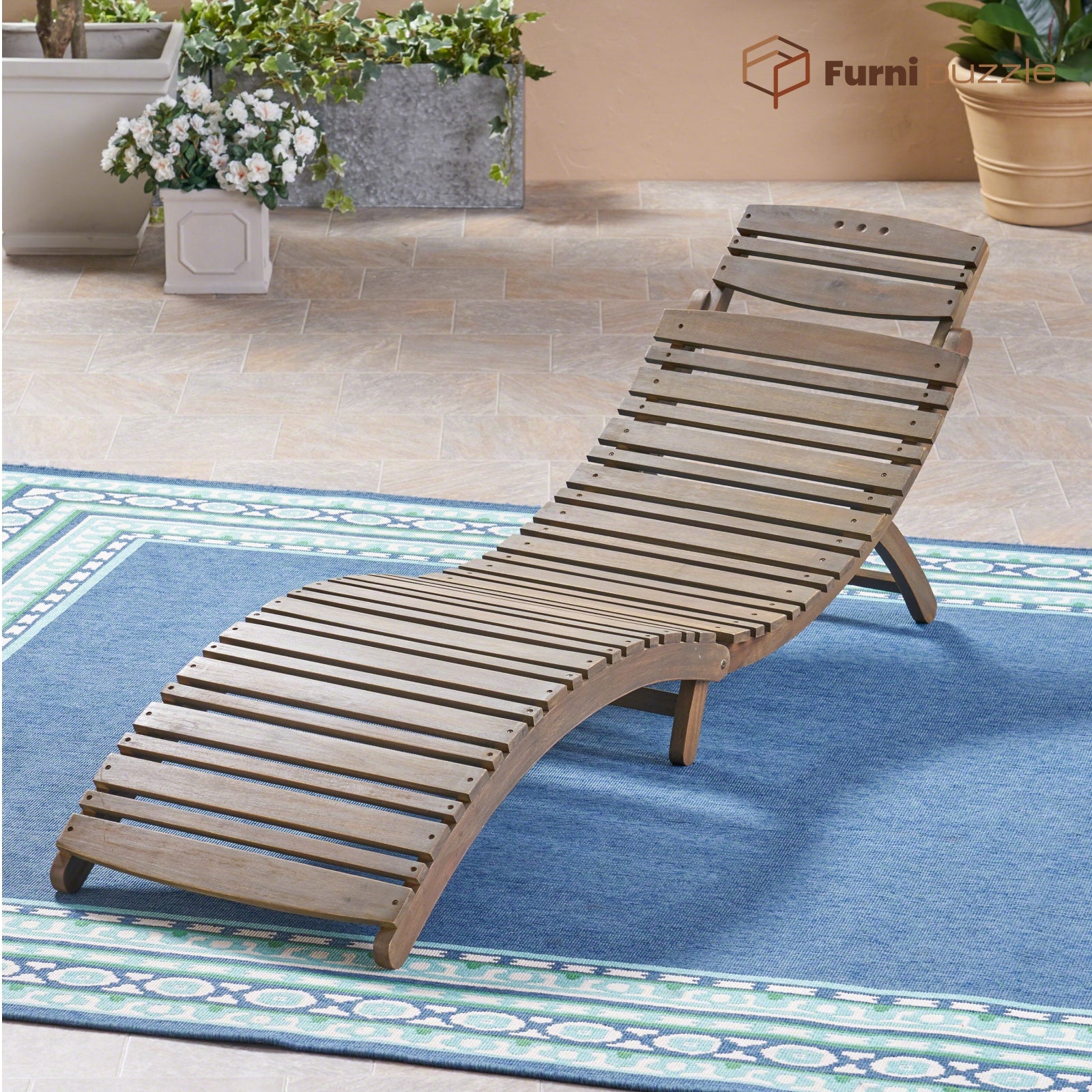 Furnipuzzle Wood Outdoor Chaise Lounge Pool Lounge Chairs