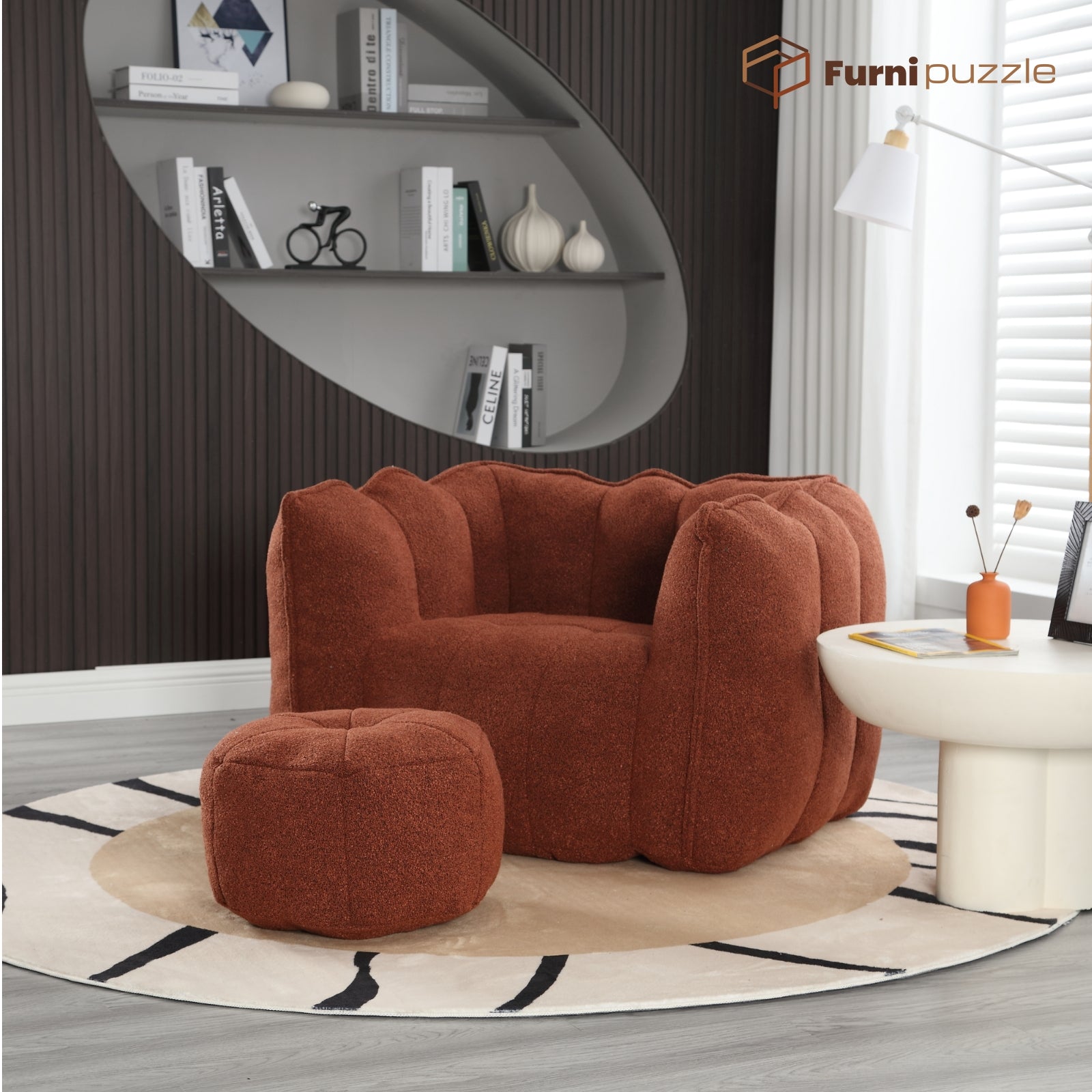 Bean Bag Chair with Ottoman Oversized Lazy Sofa Couch Set