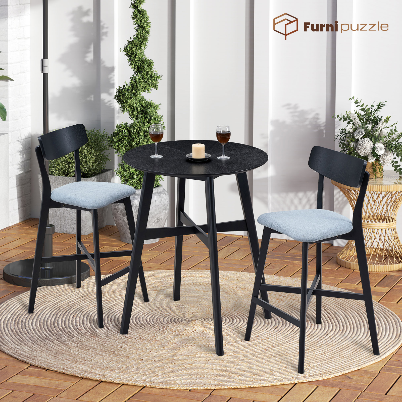 Furnipuzzle Counter Height Bar Chairs Upholstered Counter Stool With Backrest