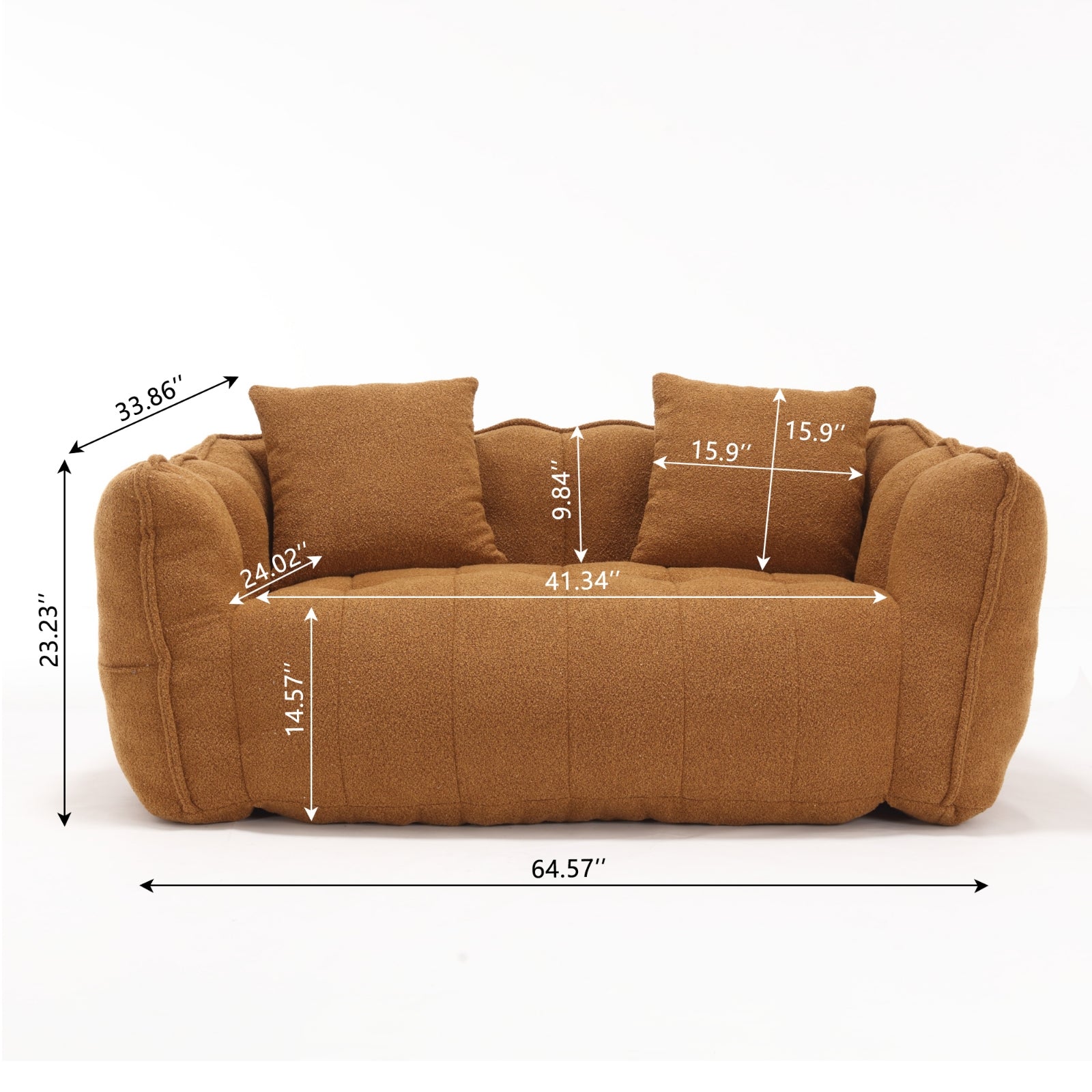 Bean Bag Sofa Chair Flannel Loveseat Lazy Floor Sofa Couch With 2 Pillows
