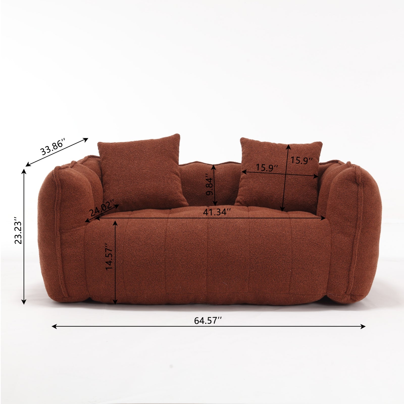 Bean Bag Sofa Chair Flannel Loveseat Lazy Floor Sofa Couch With 2 Pillows
