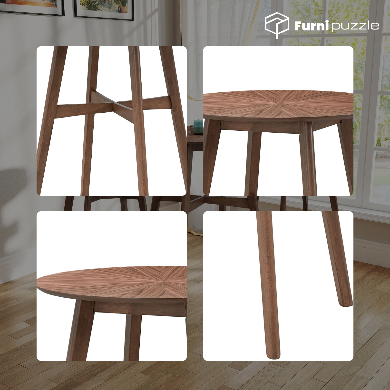 Furnipuzzle Small Bar Table Round Dining Table Casual Restaurant High Table