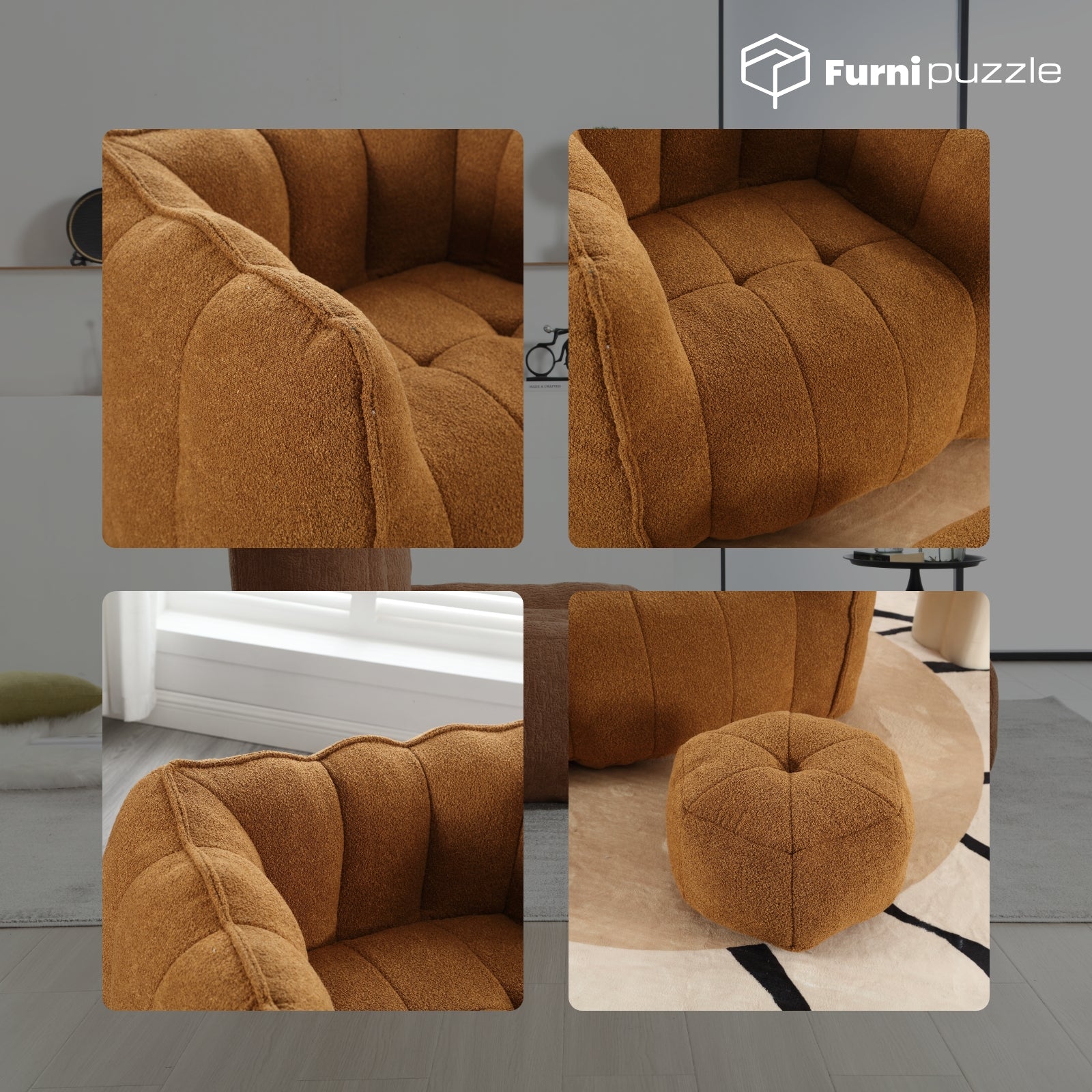 Bean Bag Chair with Ottoman Oversized Lazy Sofa Couch Set