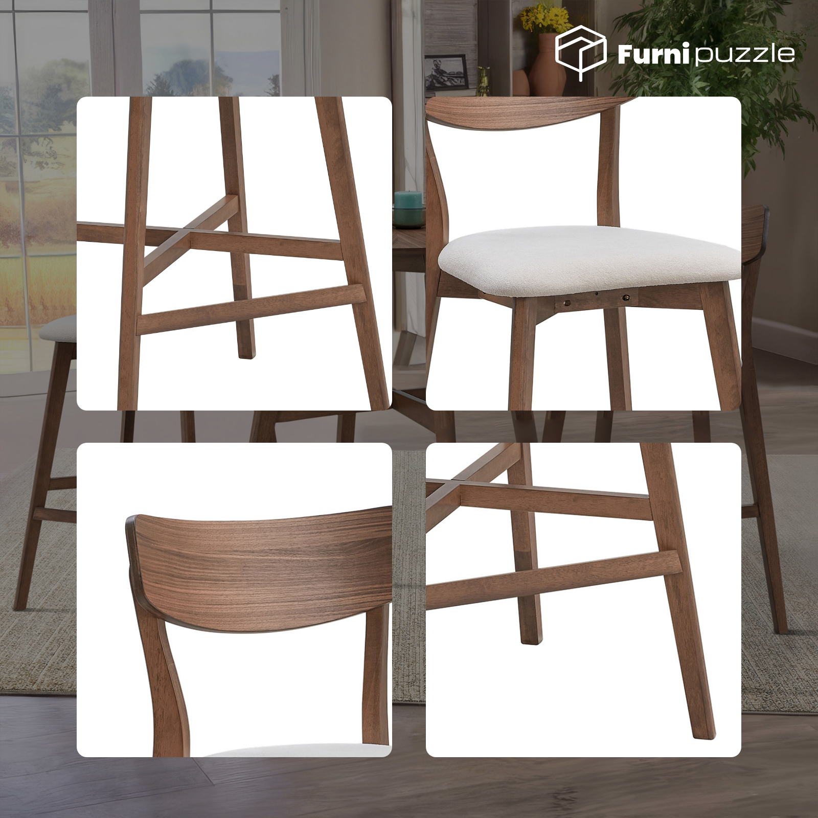 Furnipuzzle Counter Height Bar Chairs Upholstered Counter Stool With Backrest