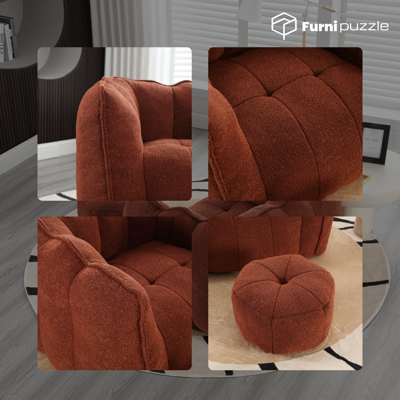 Bean Bag Chair with Ottoman Oversized Lazy Sofa Couch Set