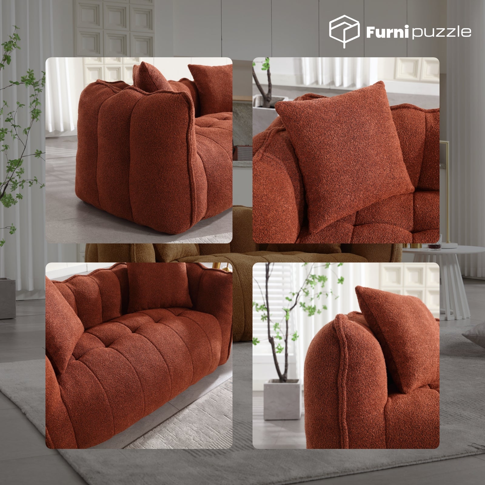 Bean Bag Sofa Chair Flannel Loveseat Lazy Floor Sofa Couch With 2 Pillows