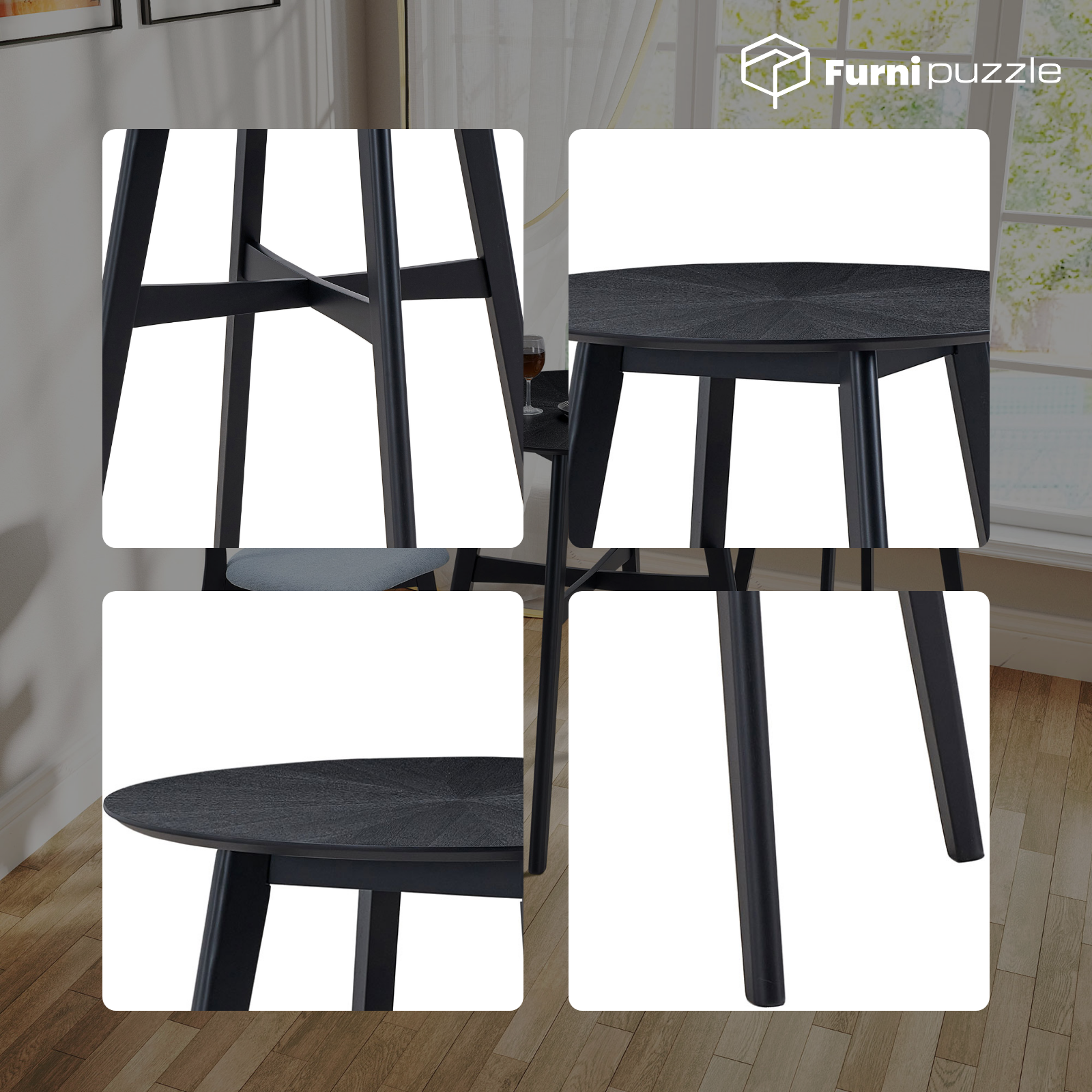 Furnipuzzle Small Bar Table Round Dining Table Casual Restaurant High Table