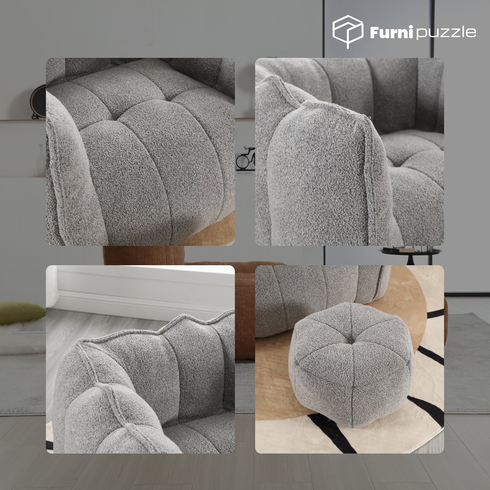 Bean Bag Chair with Ottoman Oversized Lazy Sofa Couch Set