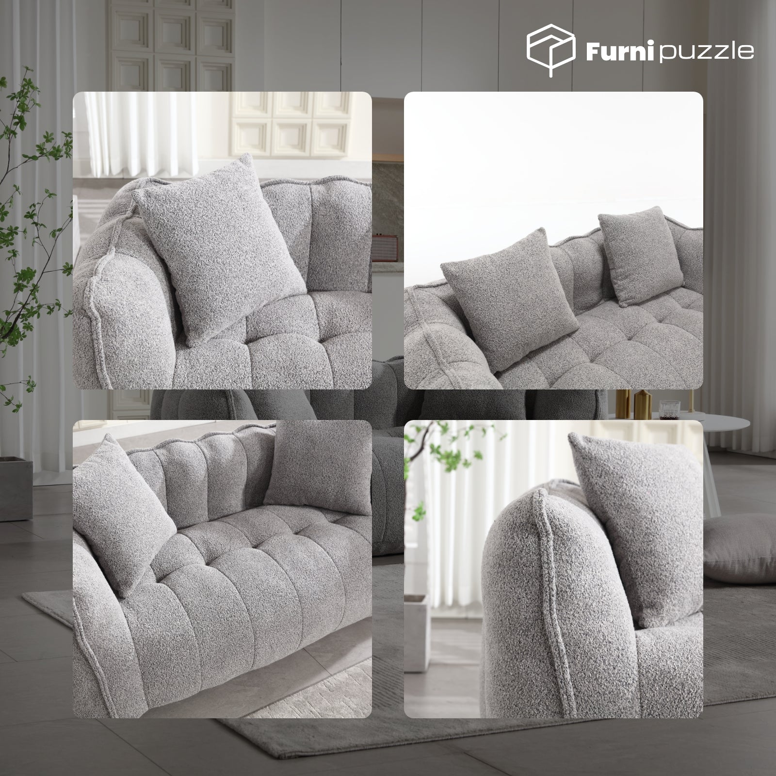 Bean Bag Sofa Chair Flannel Loveseat Lazy Floor Sofa Couch With 2 Pillows