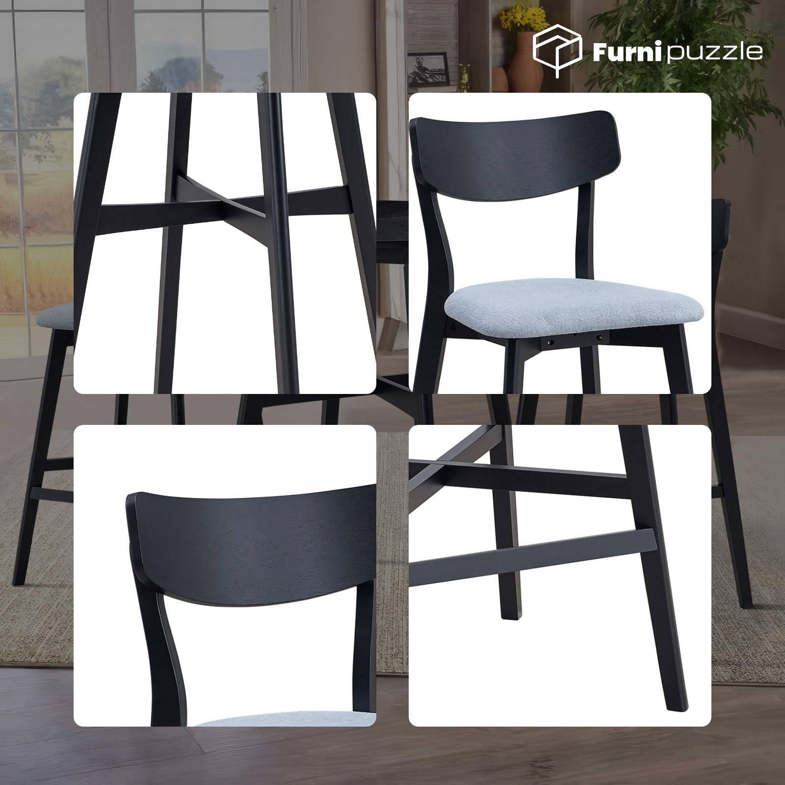Furnipuzzle Counter Height Bar Chairs Upholstered Counter Stool With Backrest