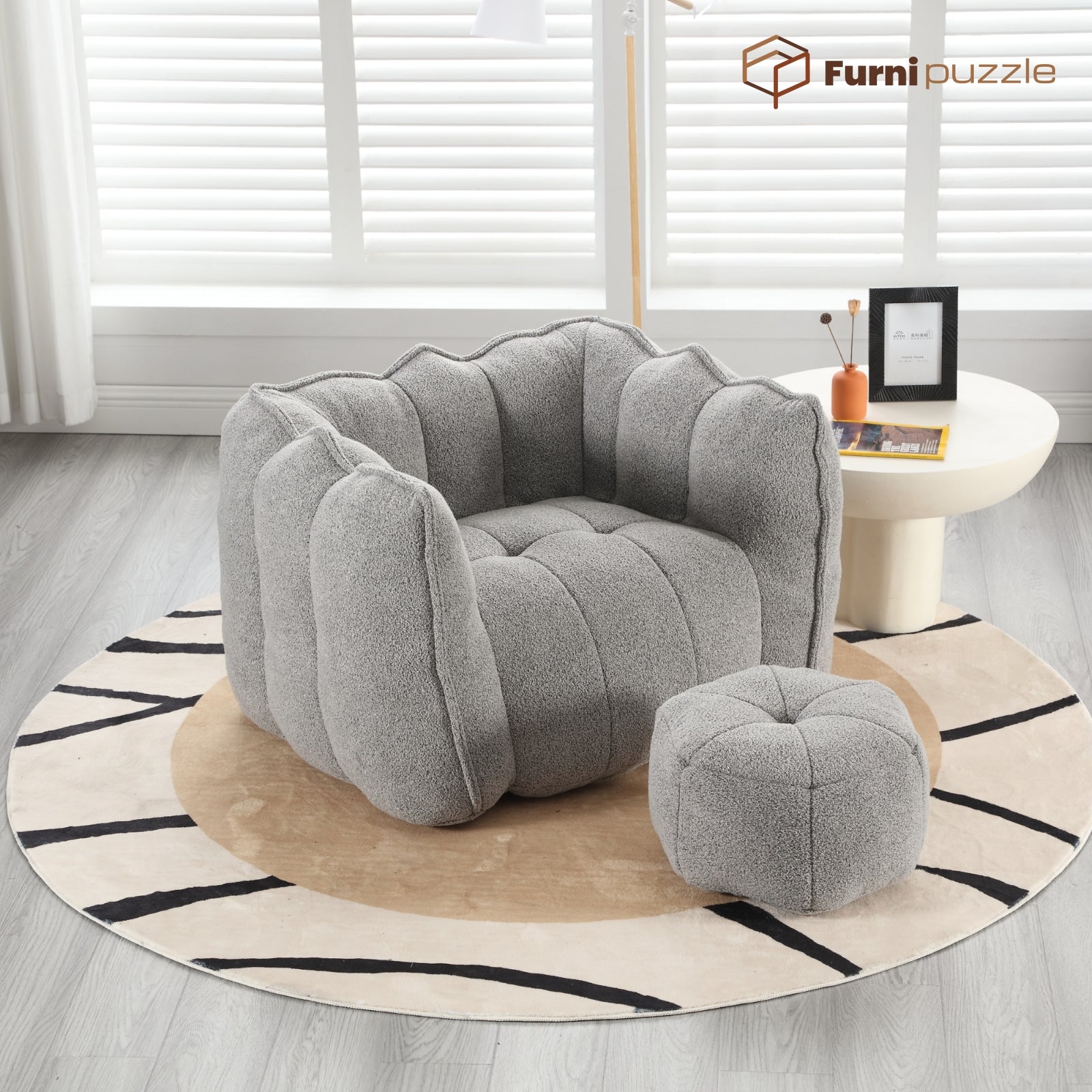 Bean Bag Chair with Ottoman Oversized Lazy Sofa Couch Set