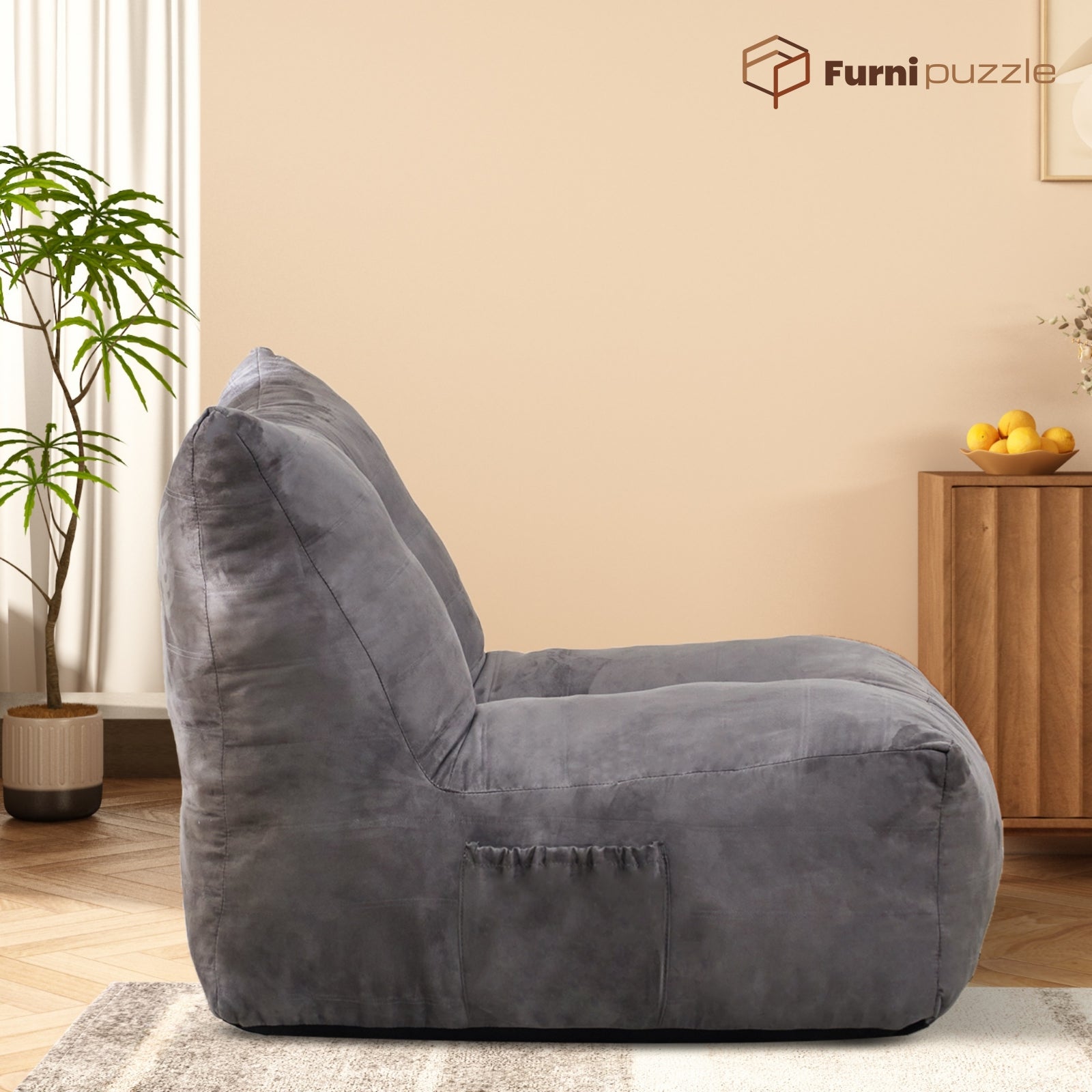 Furnipuzzle Cozy Lazy Sofa Bean Bag Chair Big Comfy Chair for Bedroom Living Room