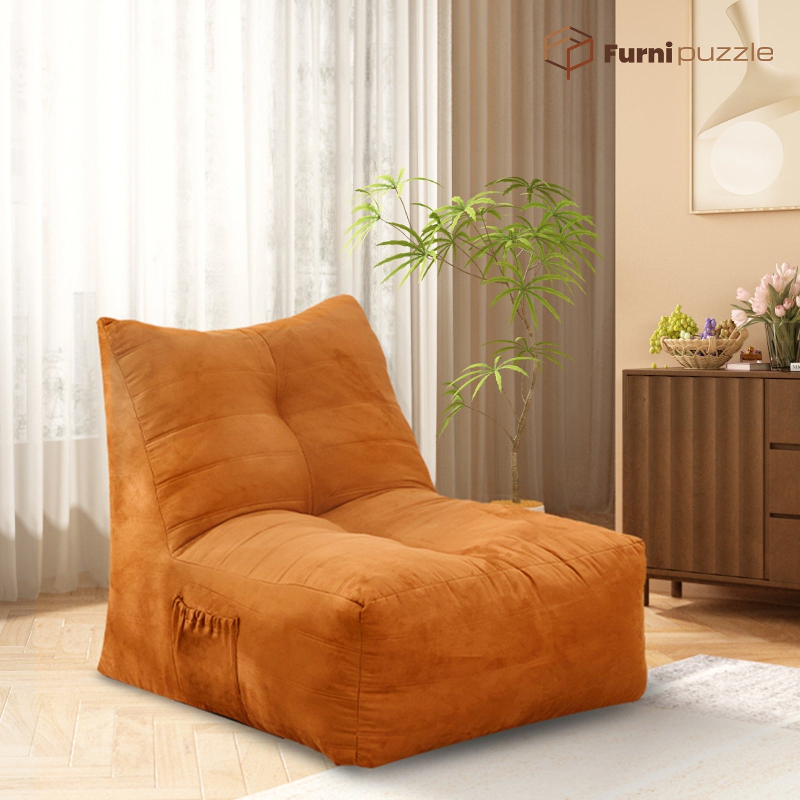 Furnipuzzle Cozy Lazy Sofa Bean Bag Chair Big Comfy Chair for Bedroom Living Room